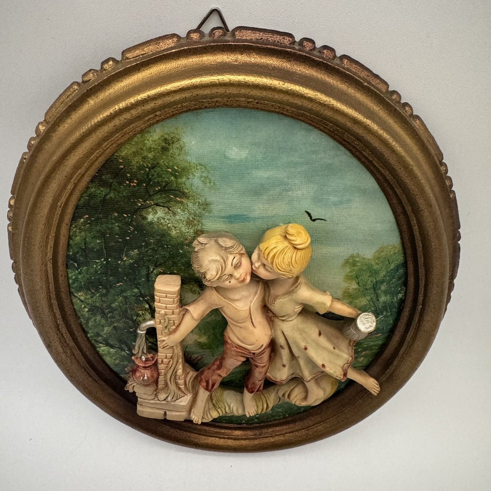 Vintage Pr (2) Empire 3D Wall Art Plaques Made In Italy Florentine Style Gold