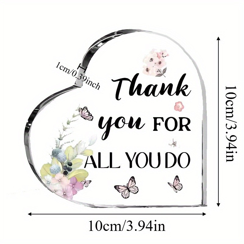 Thank You For All You Do Acrylic Heart Plaque Appreciation Easter Decoration