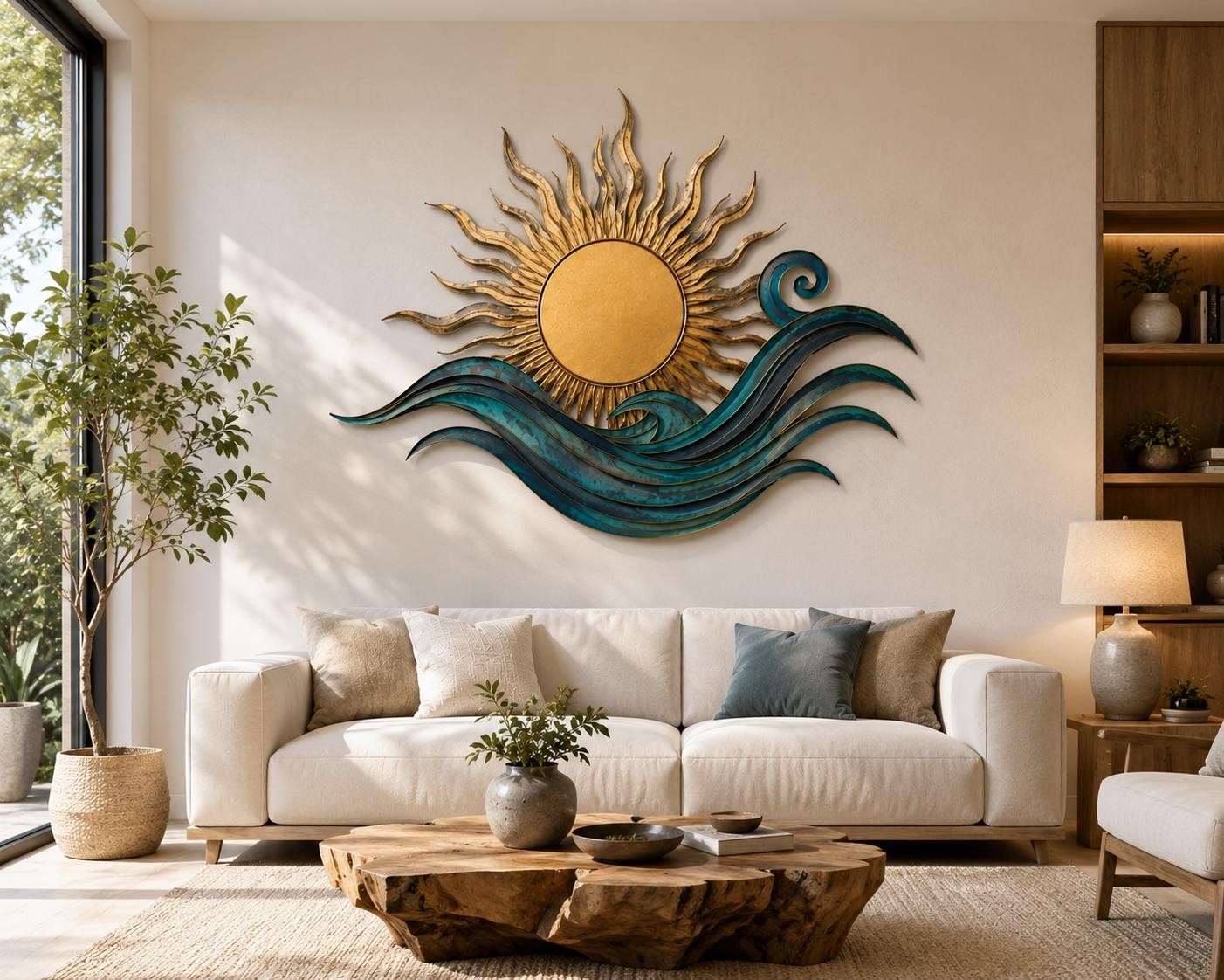 Sun and Wave Metal Wall Art, Coastal Sunrise Wall Decor, Ocean Beach House Sign