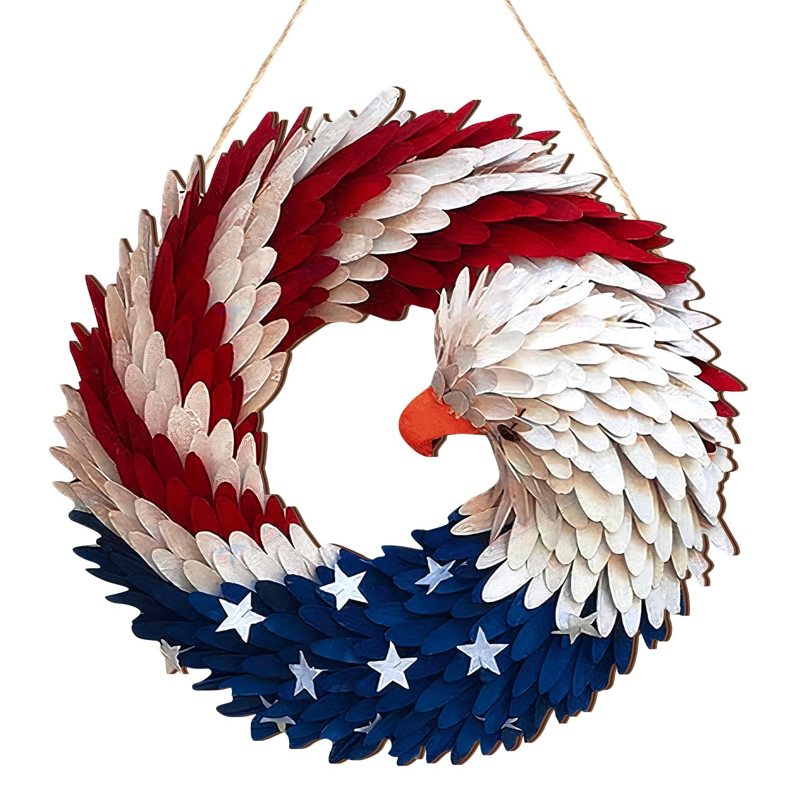 1 Pcs 4th of July Patriotic Door Sign 250th Anniversary Eagle Wreath Decorati…