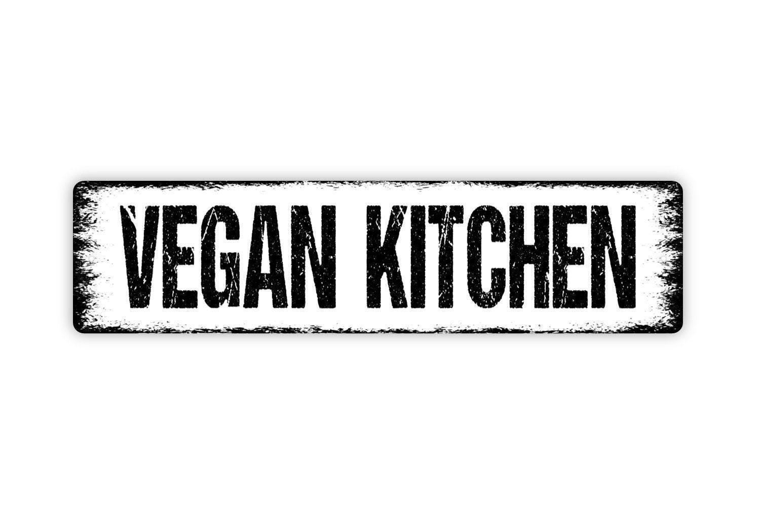 Vegan Kitchen Sign | Metal Kitchen Wall Decor for Plant Based Home