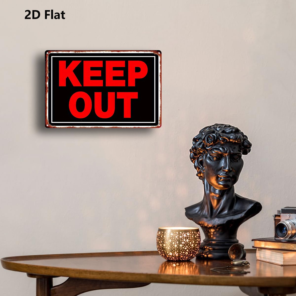 Metal Sign Red KEEP OUT Decorative Wall Art 20.32×30.48 cm