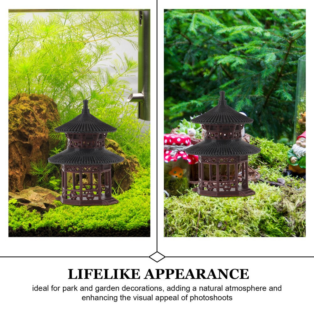 Bonsai Pavilion Statue: Mini Asian Garden Figurine Ornament – Chinese Style