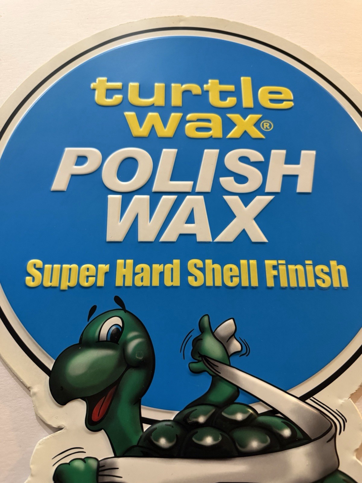 Reproduction Turtle Wax Polish Wax Embossed & Shaped Metal Sign