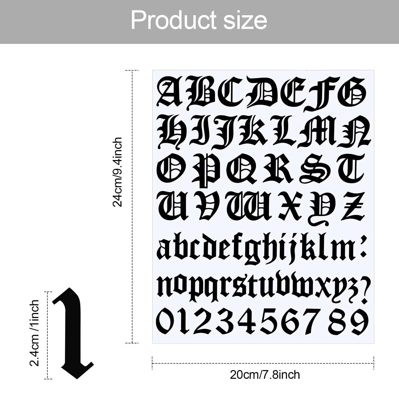 8 Sheets Letters Stickers Vinyl Old English Alphabet Number Stickers Self Adh…