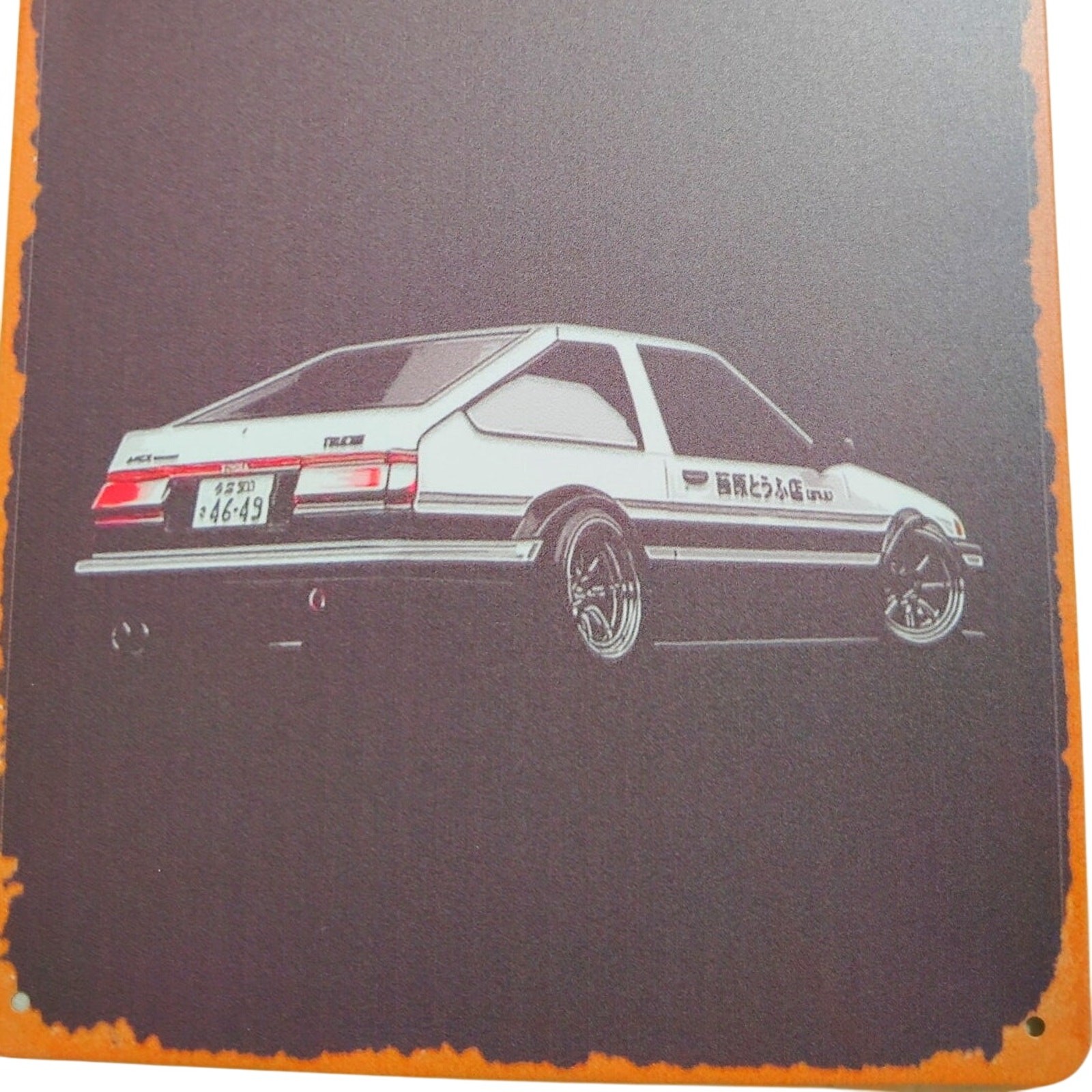 Retro 12×8 Initial D Anime Tin Sign, Toyota AE86 Trueno Rear View, Street Racing