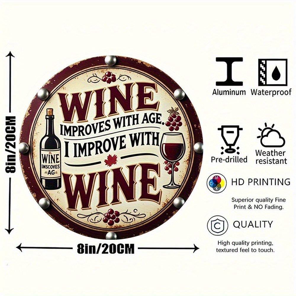 One piece, Wine gets better with age, Reusable Classic Round Tin Metal Signs