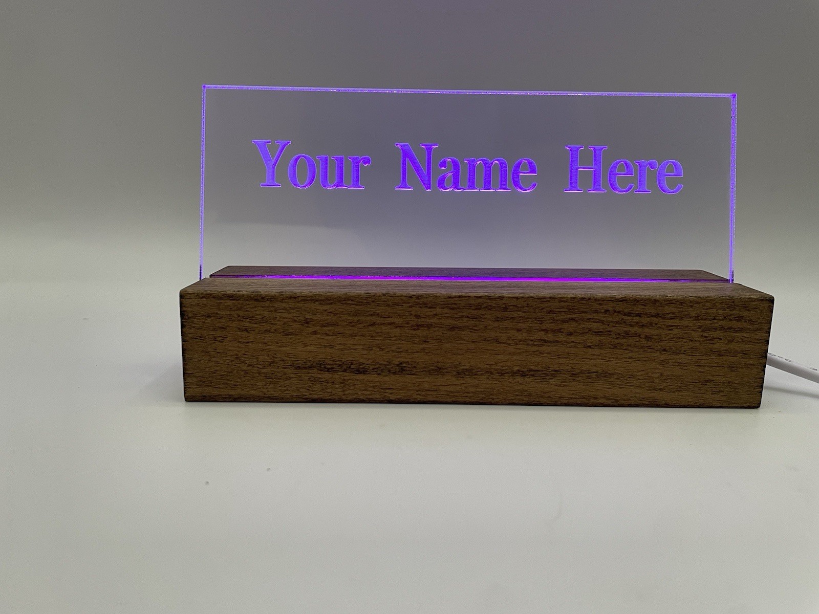 Engraved Name Plate, Personalized Business Logo . LED Acrylic.
