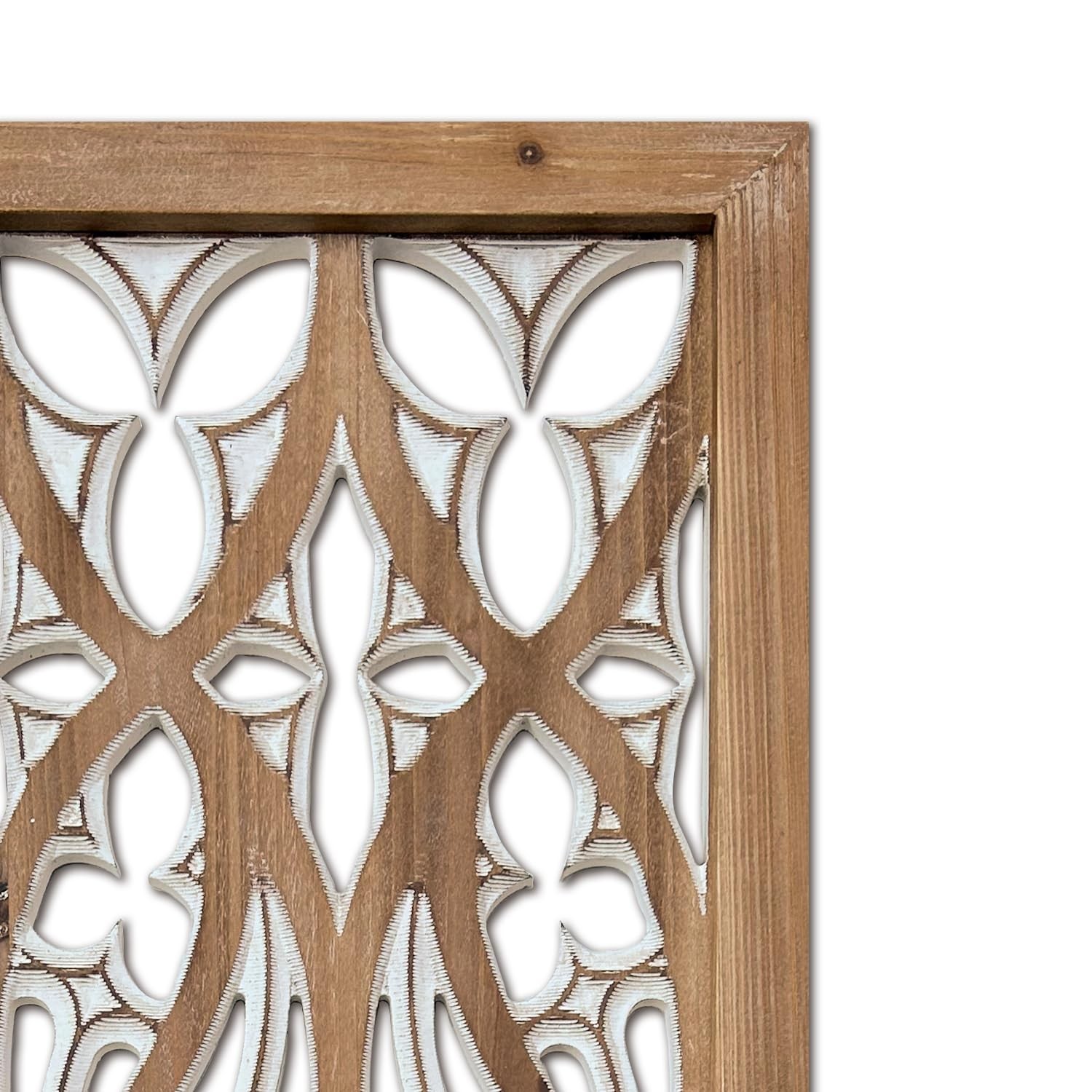 Boho Hand-Carved Ornate Geometric Wood Wall Art Panels, Set of 3