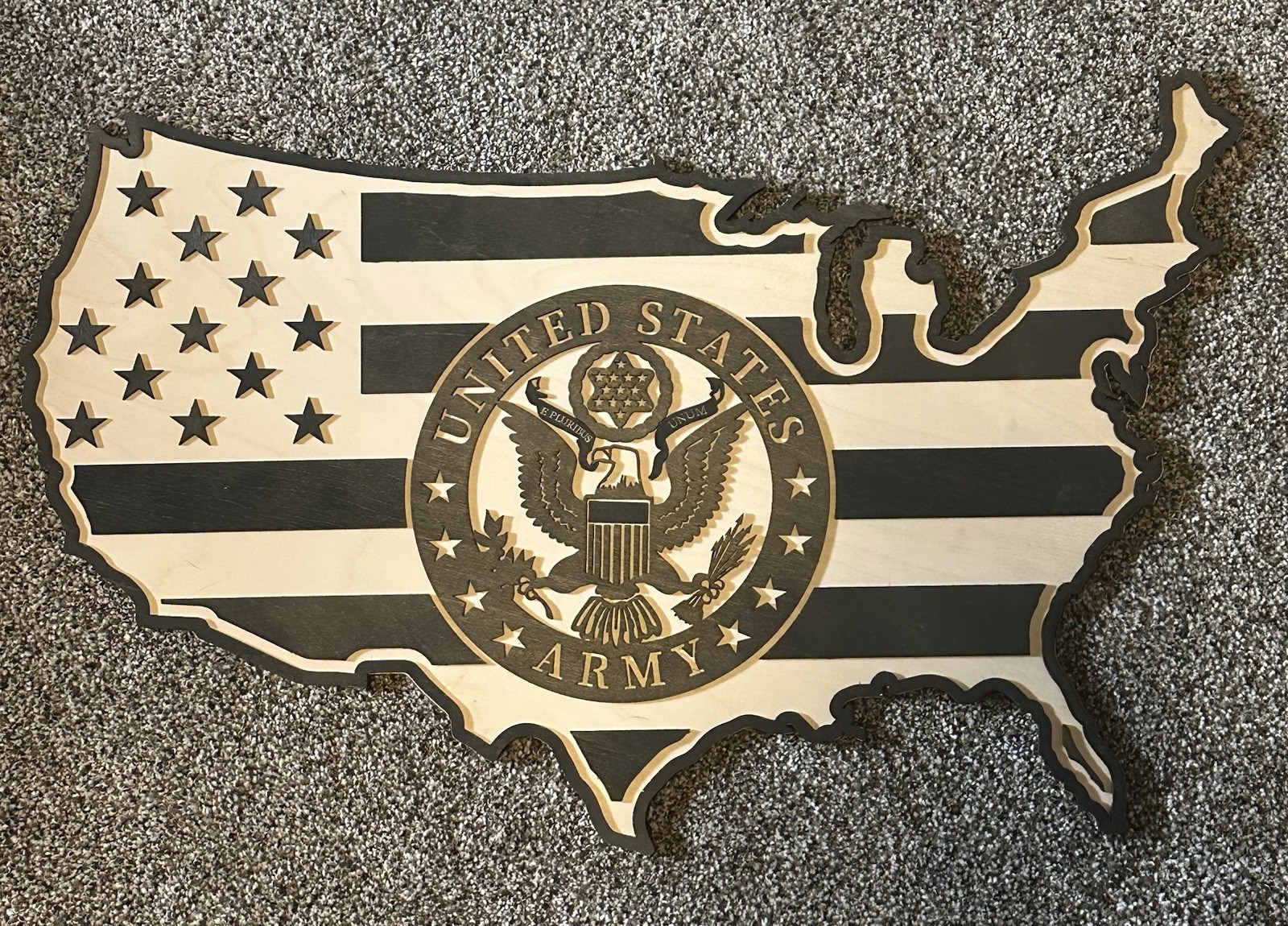 Country Rebel US Army Wood Wall Art USA Flag Map Laser Etched Official Licensed
