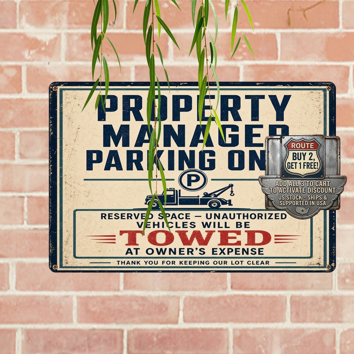 Property Manager Parking Only Novelty Office Door Metal Sign 8×12