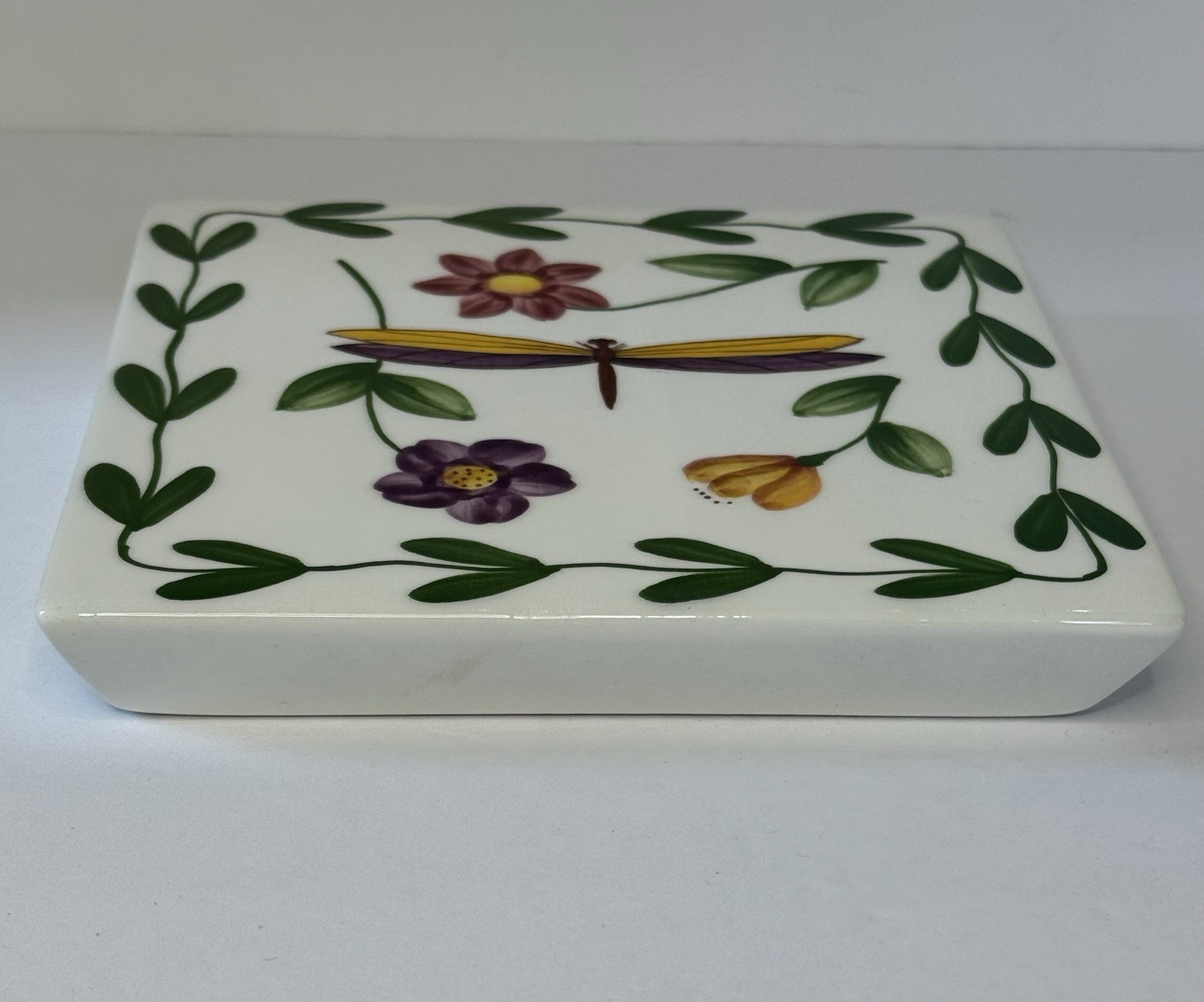 Ceramic Dragonfly Butterfly Plaque Wall Tile Trivet Hand Painted Pacific Rim