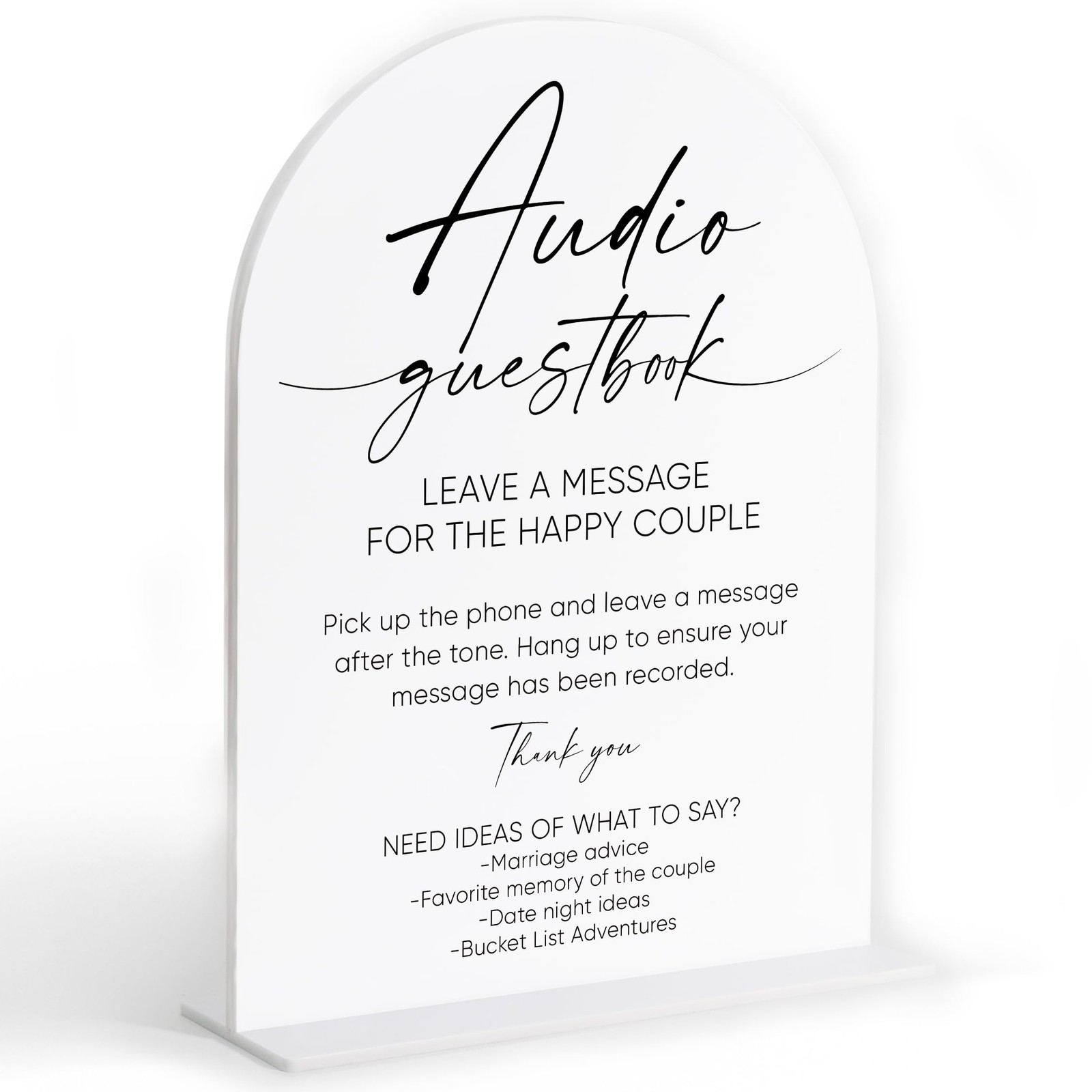 Audio Guest Book Sign, White Arch Acrylic Wedding Sign, Audio Guest Book Wedd…