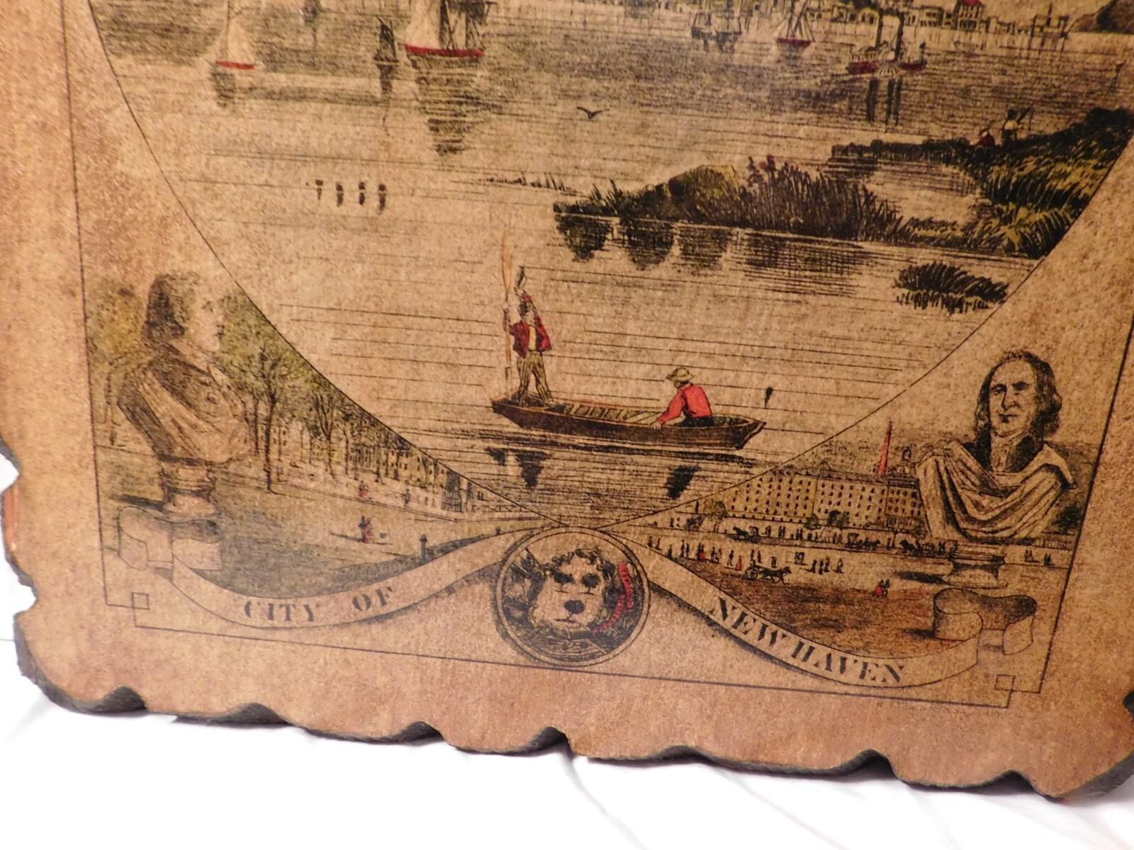 Vintage City of New Haven Connecticut 1776-1876 Wood Hanging Plaque