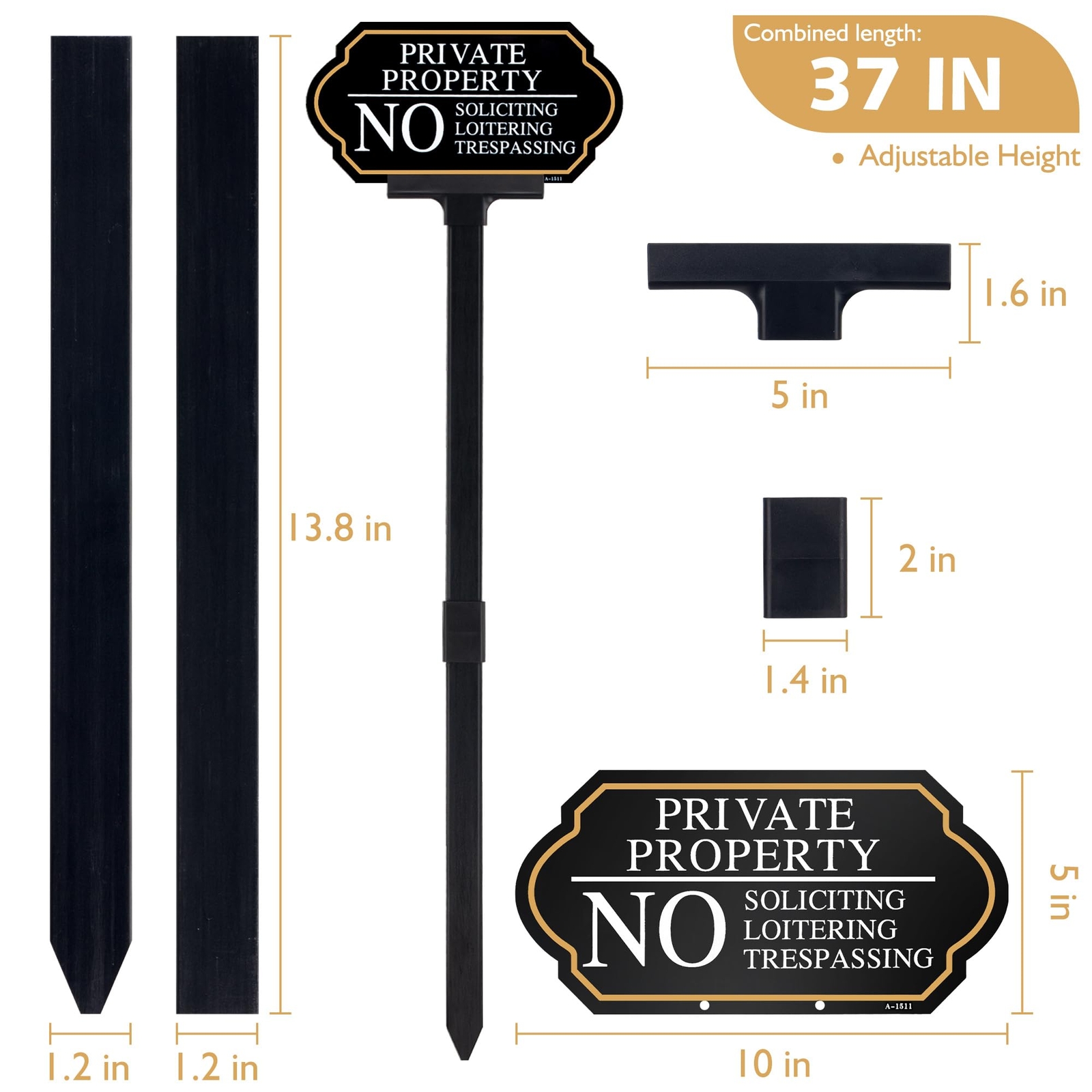 Private Property No Trespassing Sign with Stake 5×10 Inch for Outdoor Use