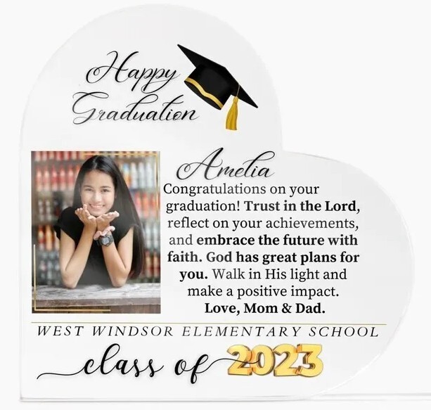 Graduation Gifts 2024 for her High School – Printed Heart Shaped Acrylic Plaque