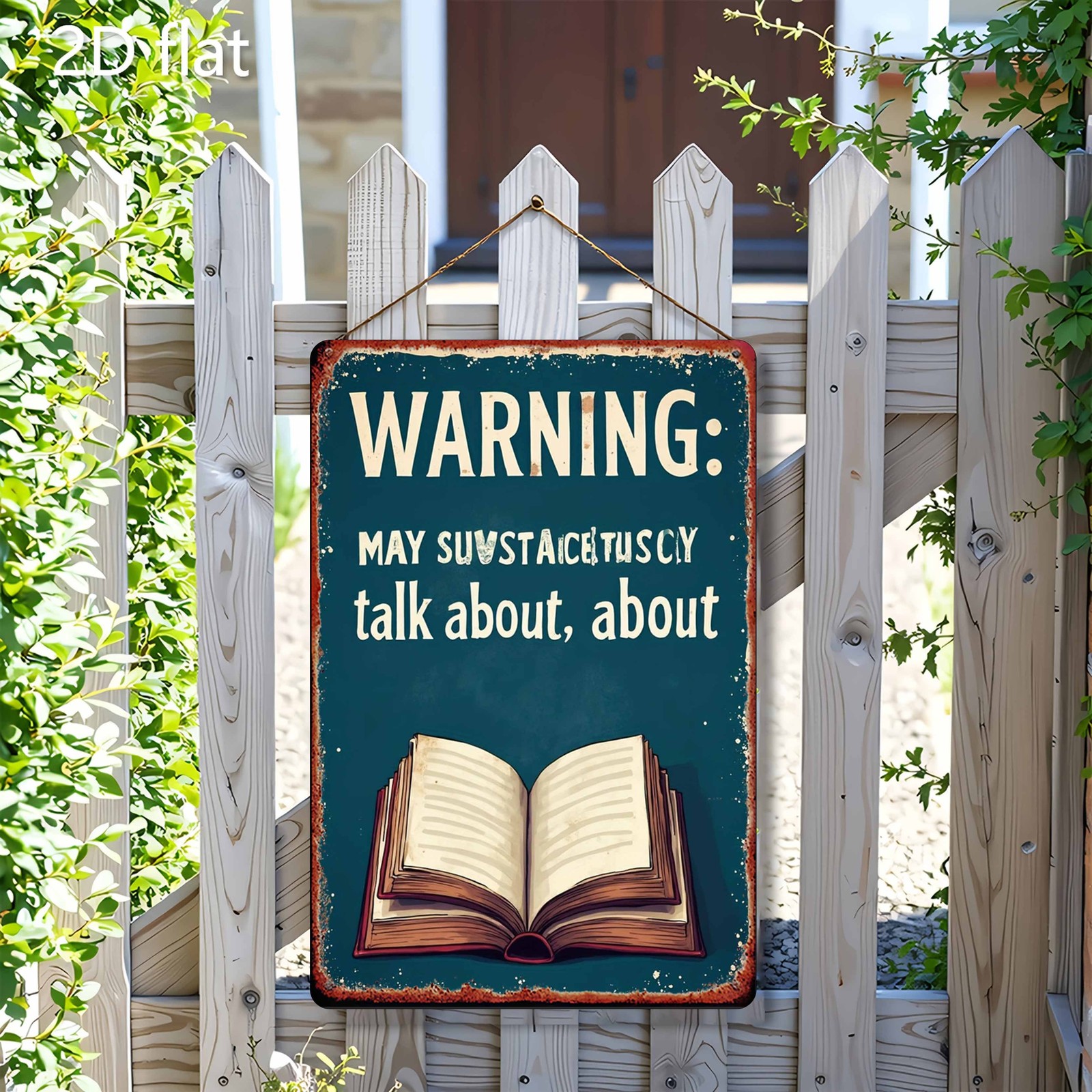 Vintage Book Warning Sign Rustic Iron Wall Plaque
