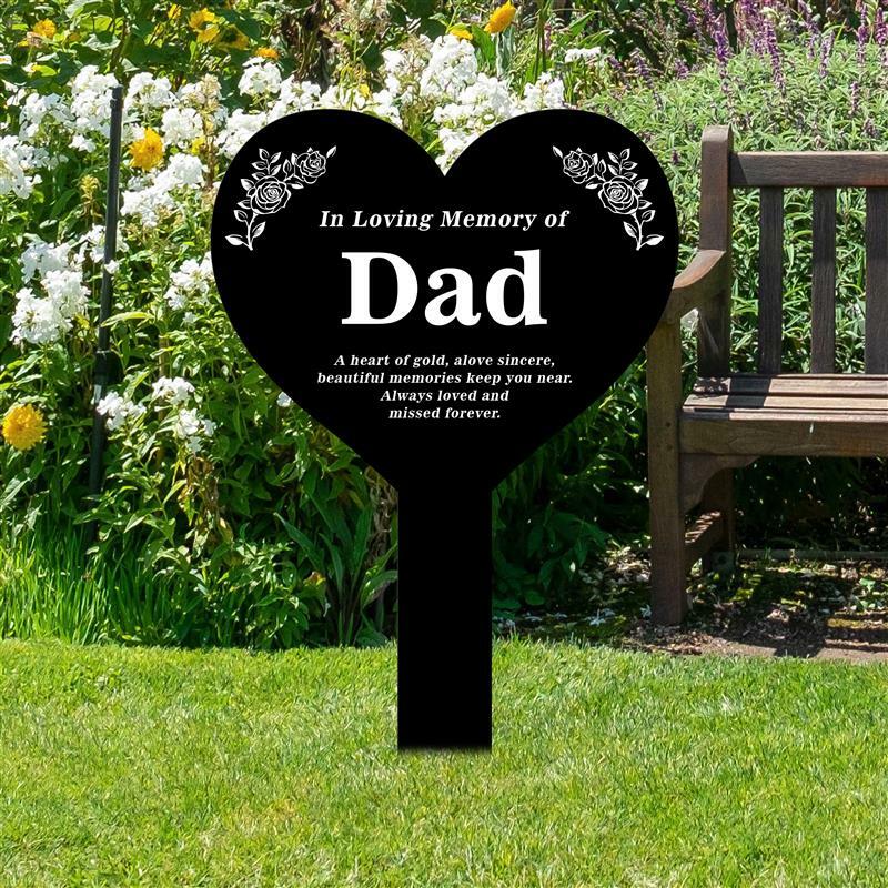 Personalized Heart Acrylic Plaque Stake, Grave Plaque, Temporary Grave Marker