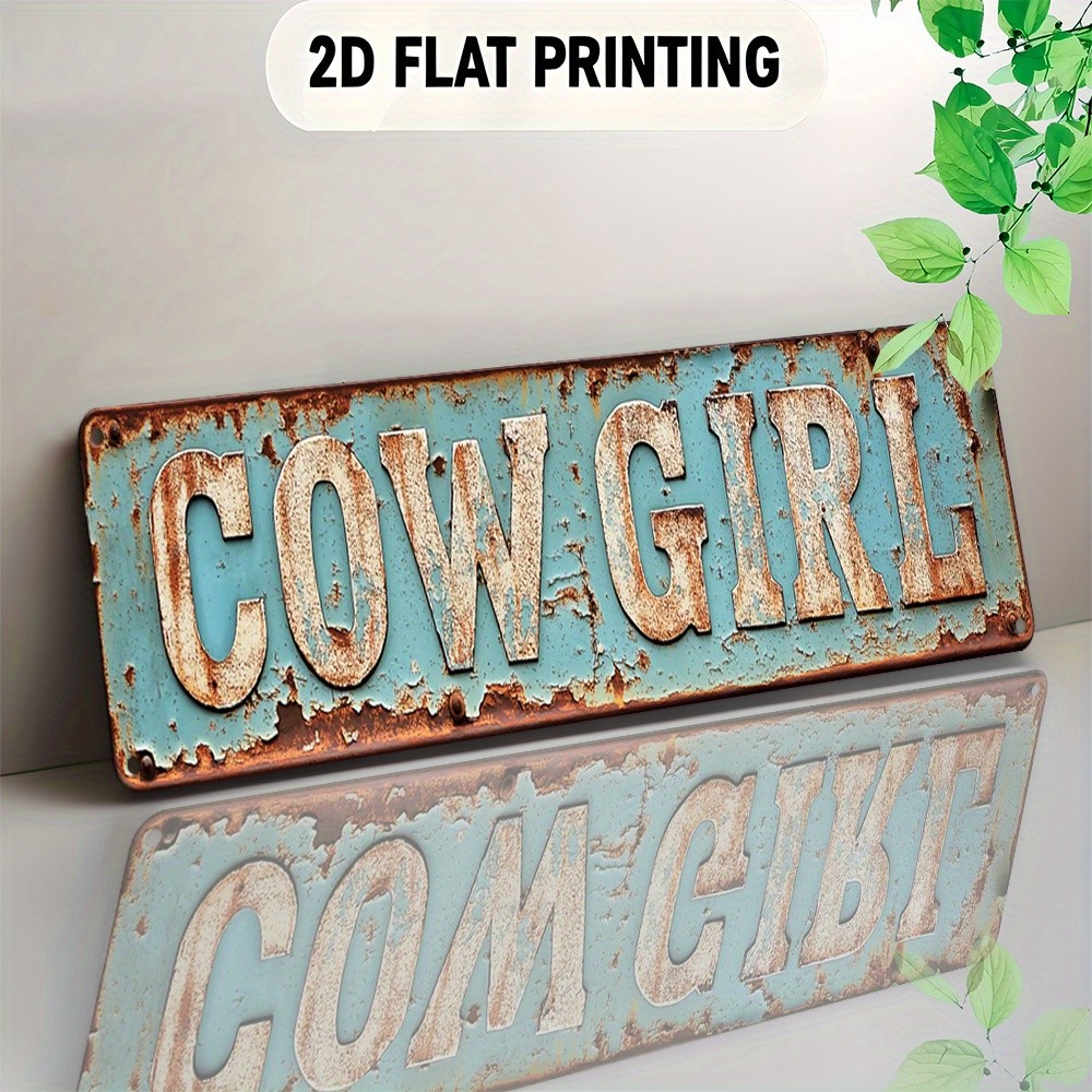 Cowgirl Turquoise Rusty Western Vintage Metal Sign Tin Wall Decoration Plaque
