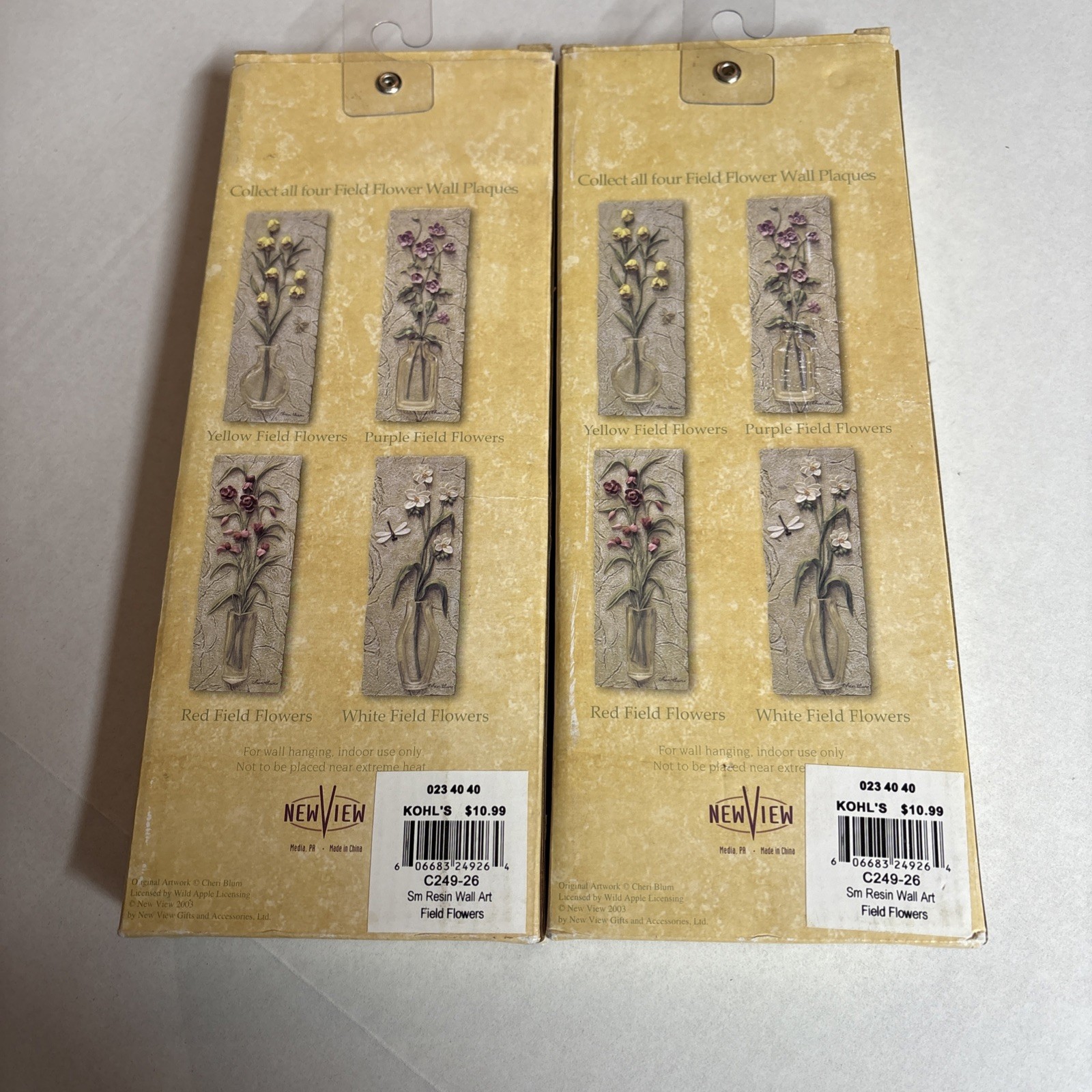 Vintage – 2 Of Cheri Blum Field Flowers Wall Plaque – Purple And White – New