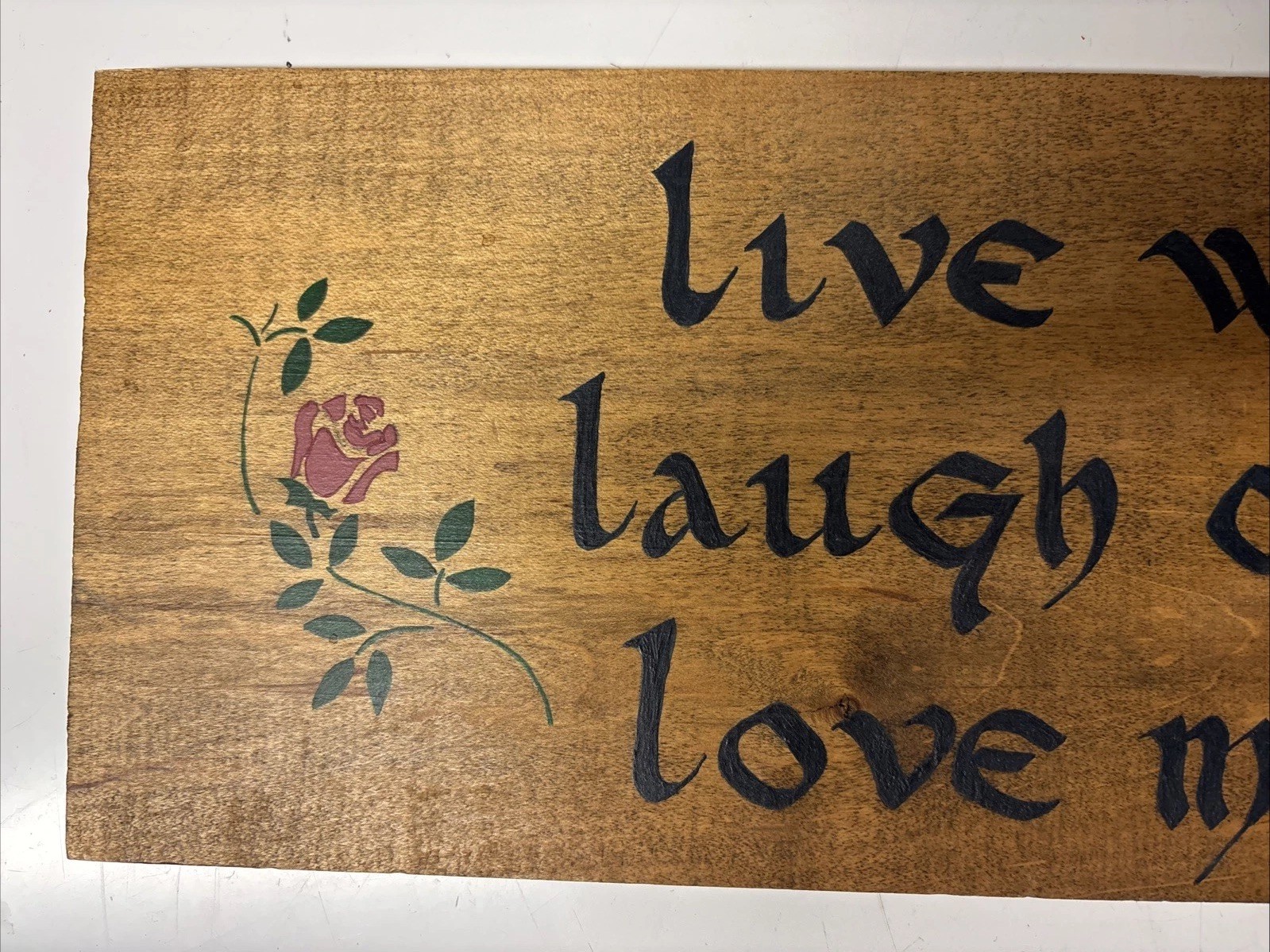 Hand Painted Wooden Plaque Sign Live Well Laugh Often Love Much Home Decor