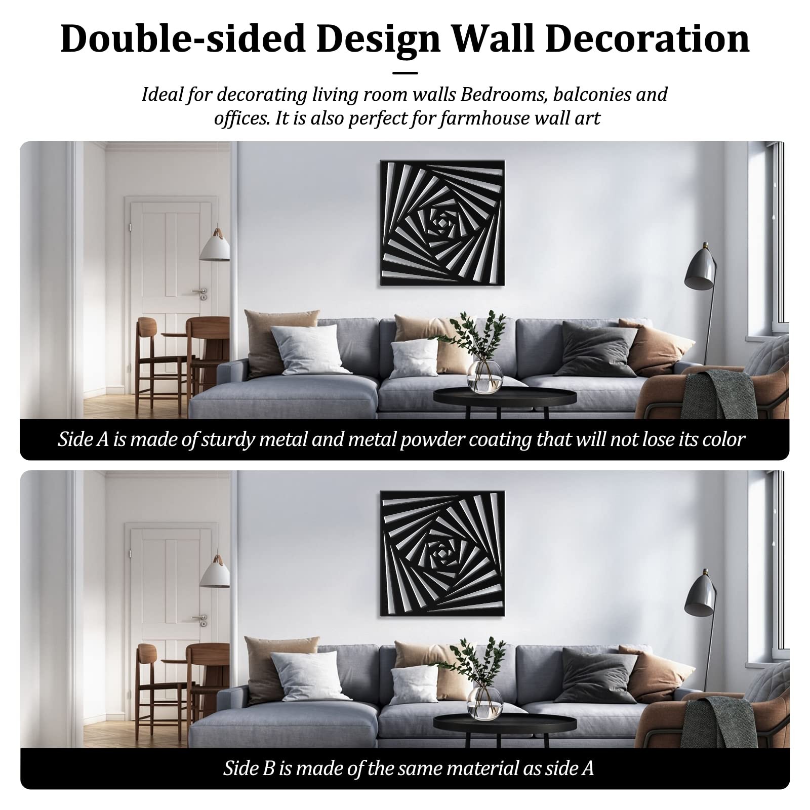 18in Large Abstract Black Wall Art Minimalist Geometric Wall Decor Modern Wall A
