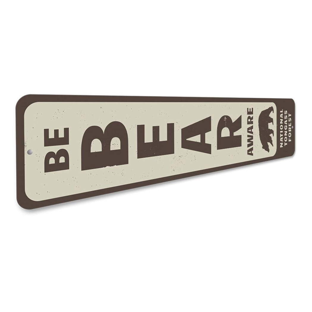 Be Bear Aware Vertical Sign, Personalized National Forest Park Metal Decor Sign