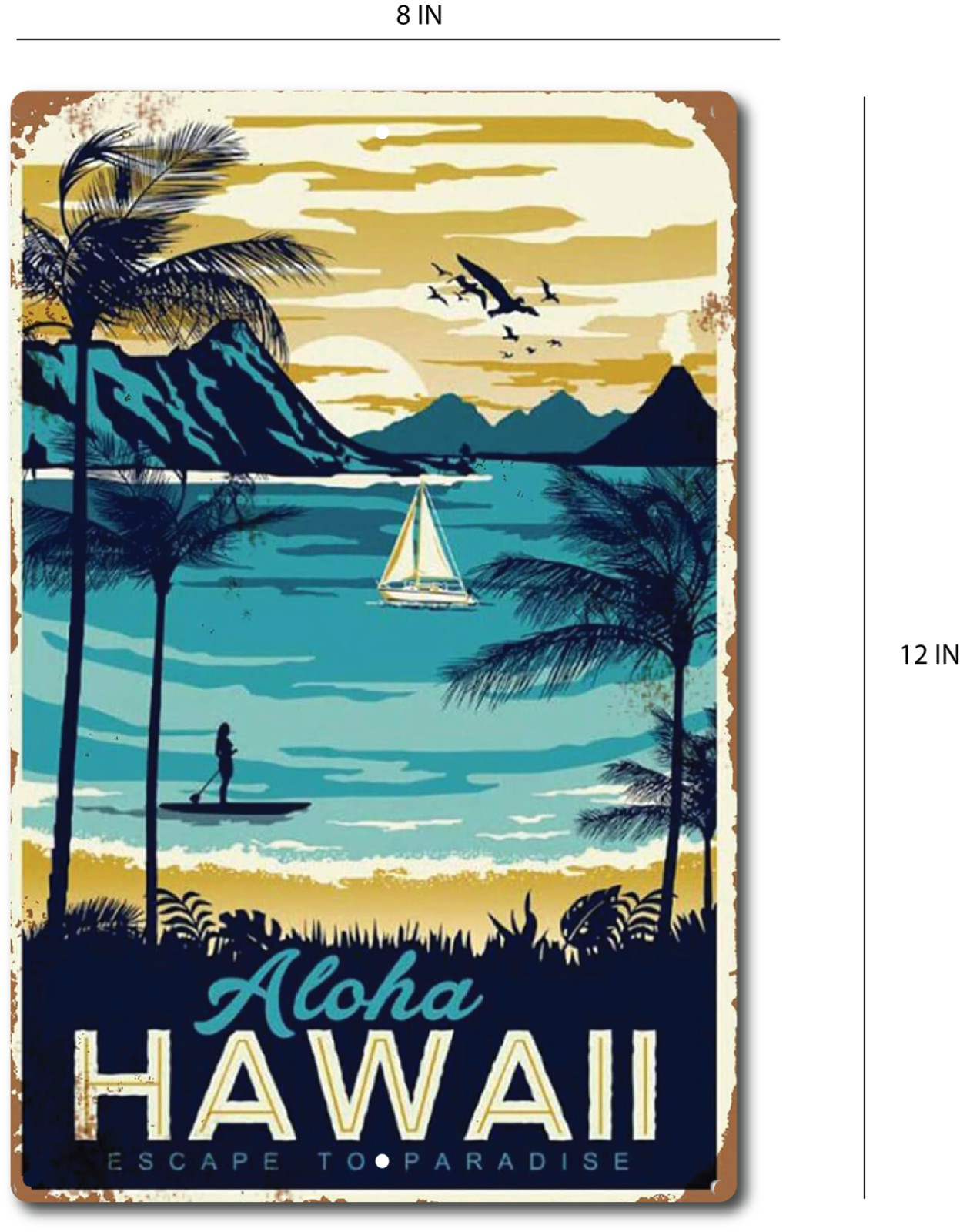 Visit Hawaii Aloha Escape To Paradise Hawaiian Sign, Beach Sign, Home Decor
