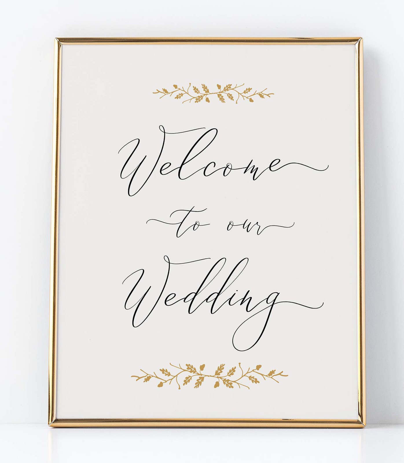 Welcome to Our Wedding Sign, Elegant Pearl Sign with Gold 8×10 inches,
