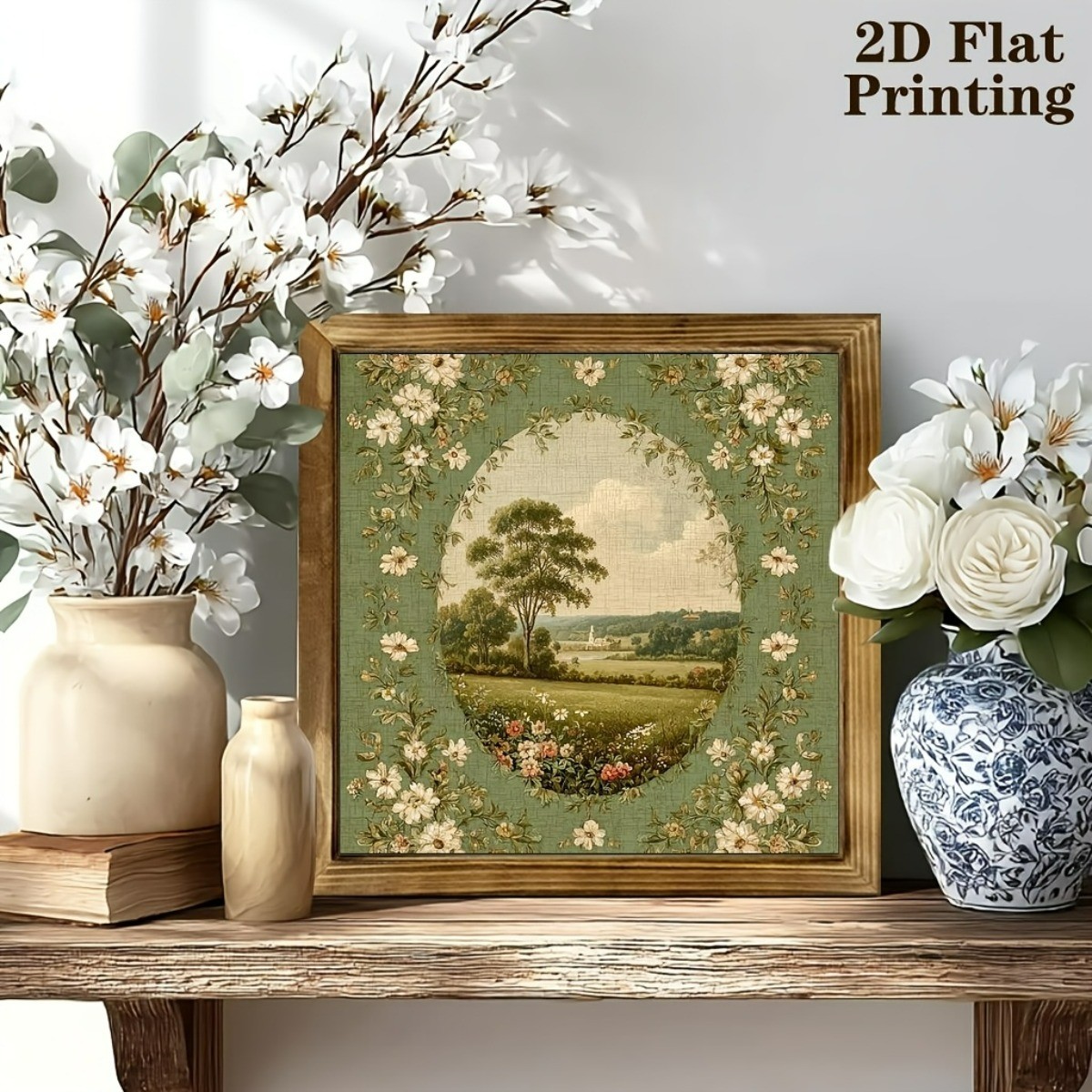 Rustic Landscape Wooden Sign French Postal Floral Decor for Bedroom Living Room