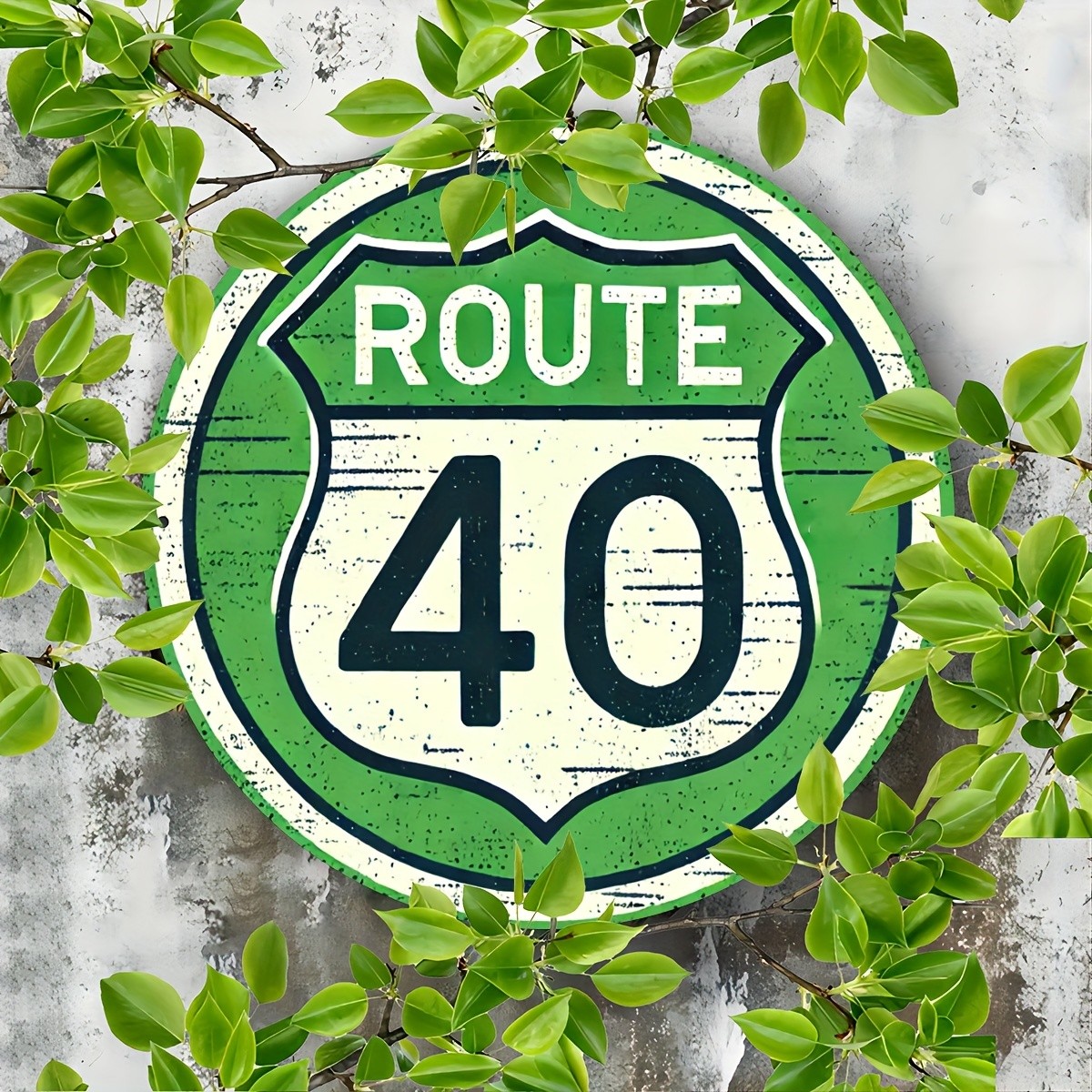 1pc Route 40 Retro Aluminum Tin Metal Signs 8×8 Inches – Vintage Wall Art, Water