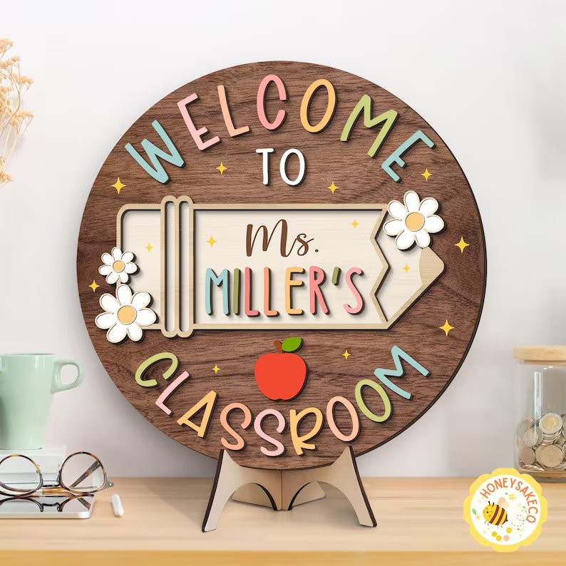 Personalized Teacher Name Door Sign, Teacher Appreciation Classroom Decor