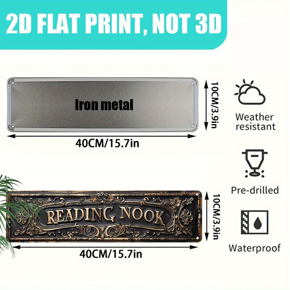 Vintage Book Nook Wall Decor Bookshelf Metal Tin Sign Book Lover Reader Bookworm