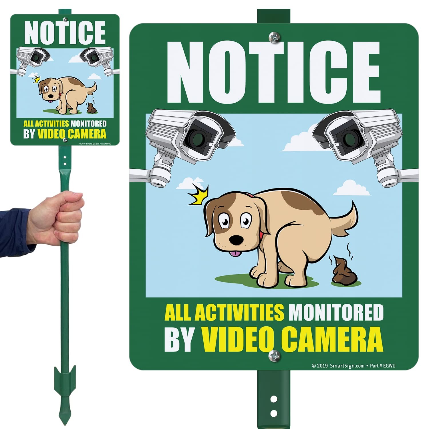 12 x 10 inch “Notice – All Activities Monitored By Video Camera” Yard Sign wi…