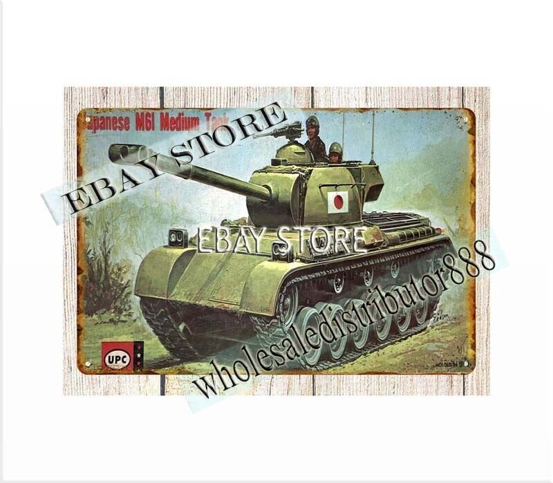 retro toy Japanese M61 Medium Tank Military metal tin sign workshop sign