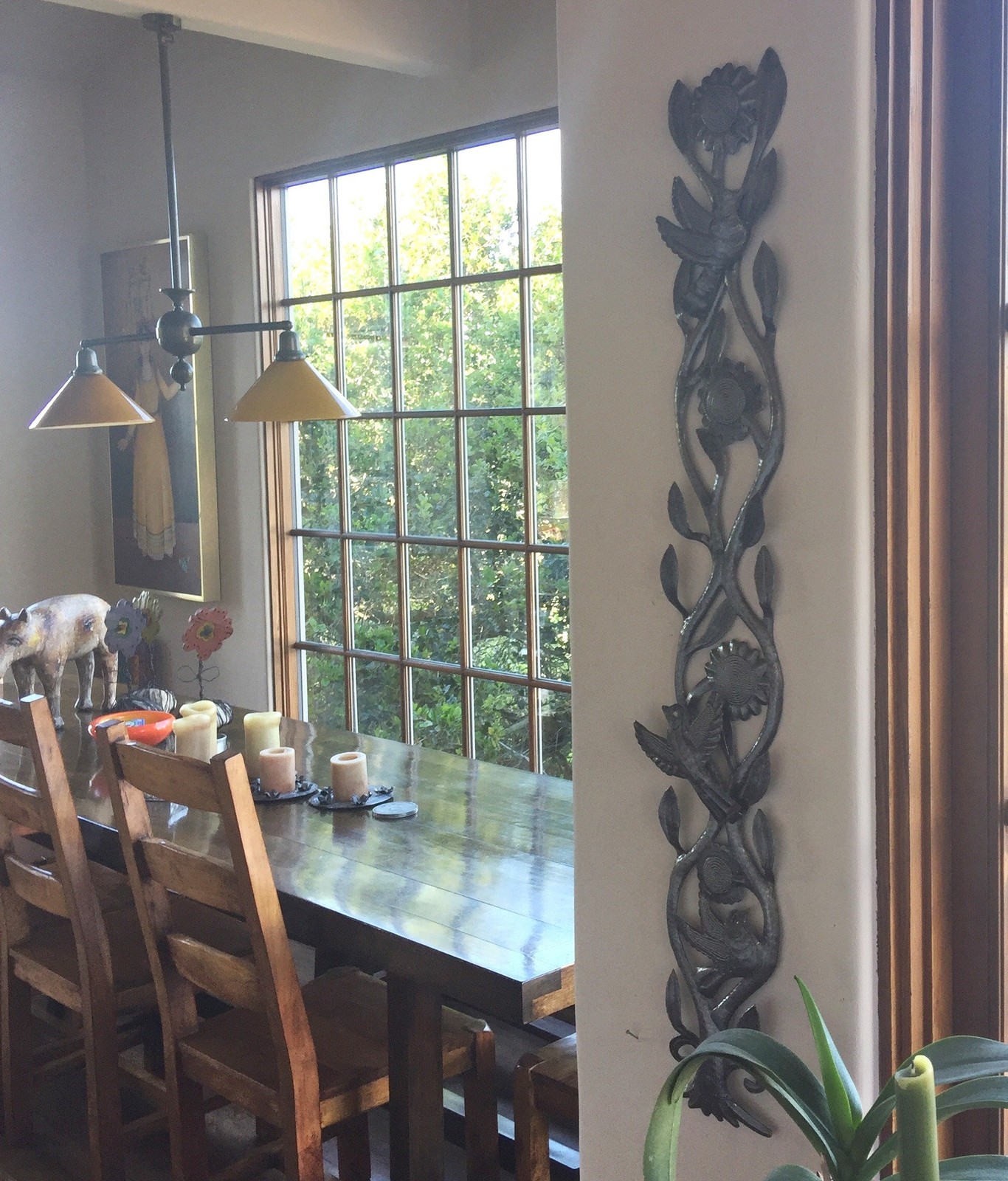 Metal Garden Art Sunflowers and Birds, Light Weight Steel Drum Haitian Decor,…