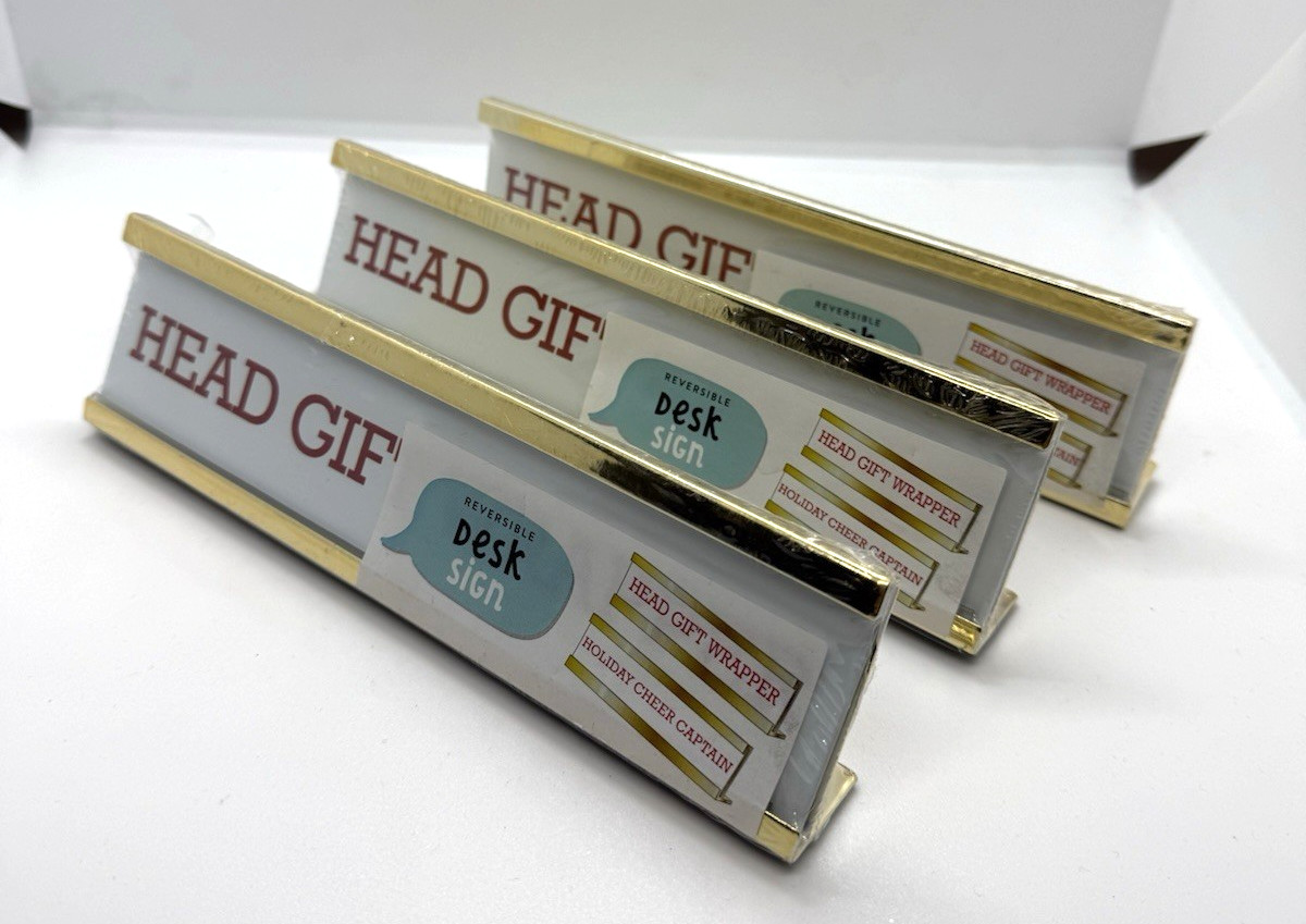 Lot of 3 NAME PLATE for office desk Head Gift Holiday Sign 8″ x 2 1/4″ New