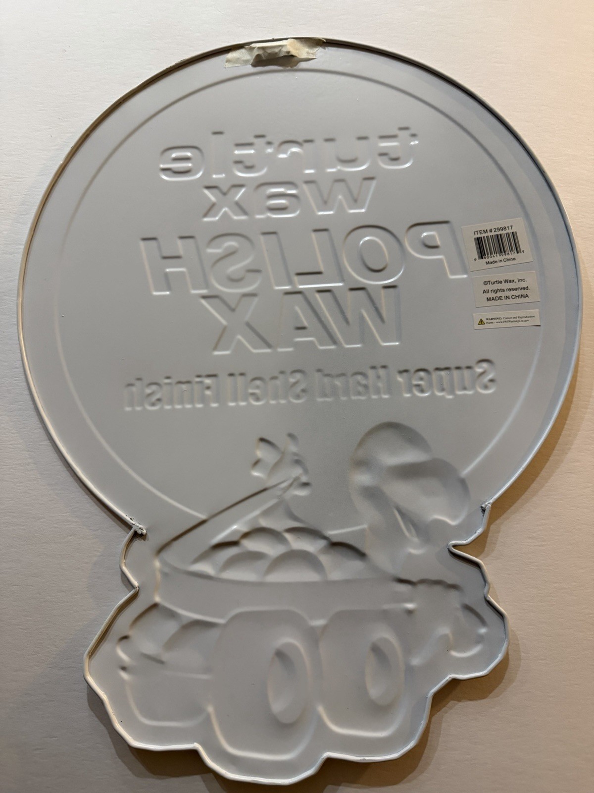 Reproduction Turtle Wax Polish Wax Embossed & Shaped Metal Sign