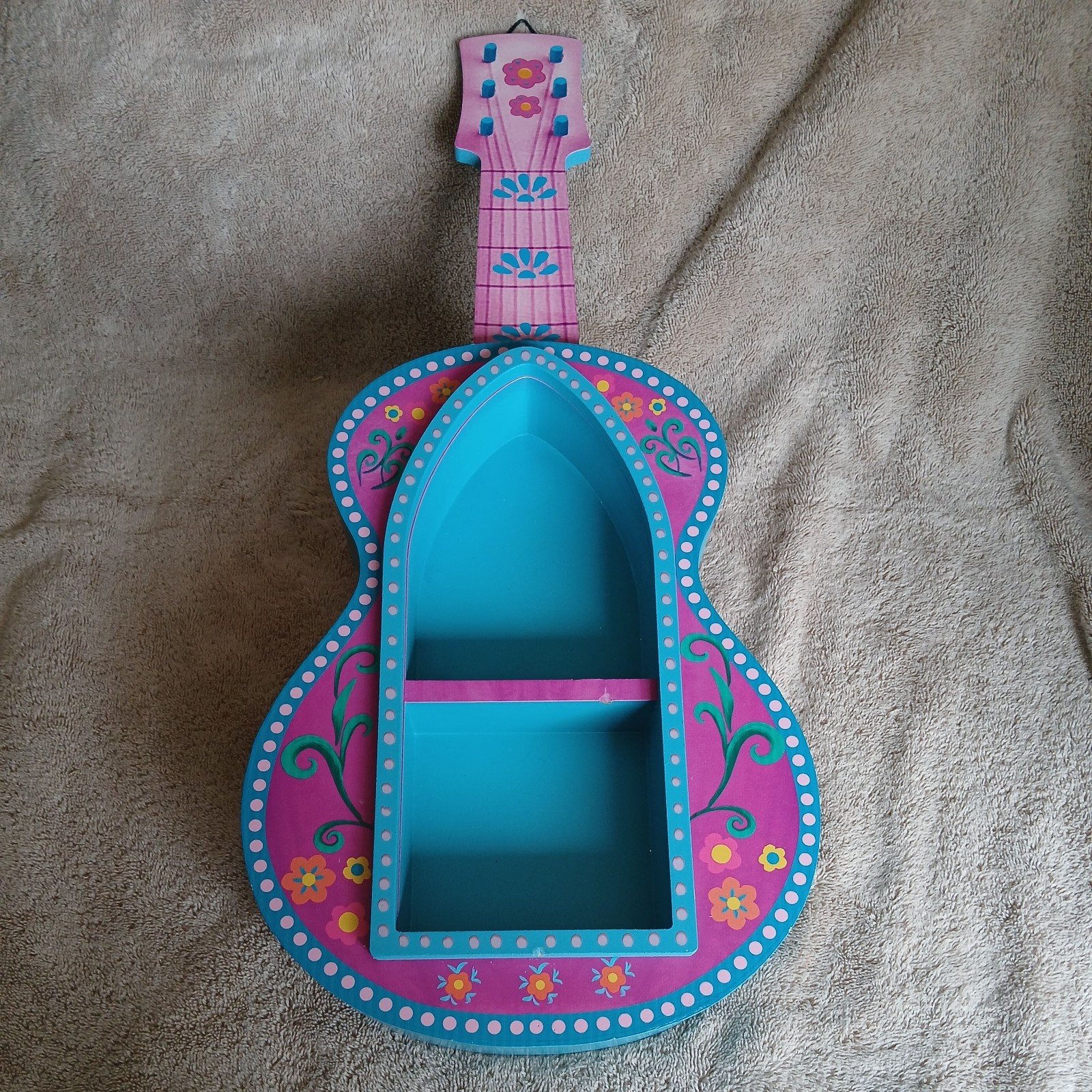 Ashland Guitar Wall Shelf Day of the Dead Kids Room Decor Hanging Storage Pink