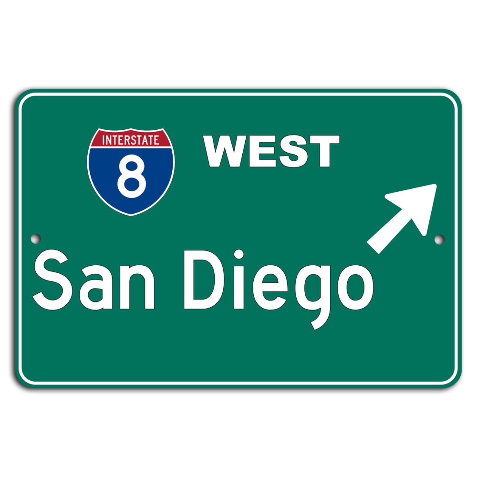 Interstate 8 Aluminum Sign BanginPrints Vintage Rustic San Diego Highway