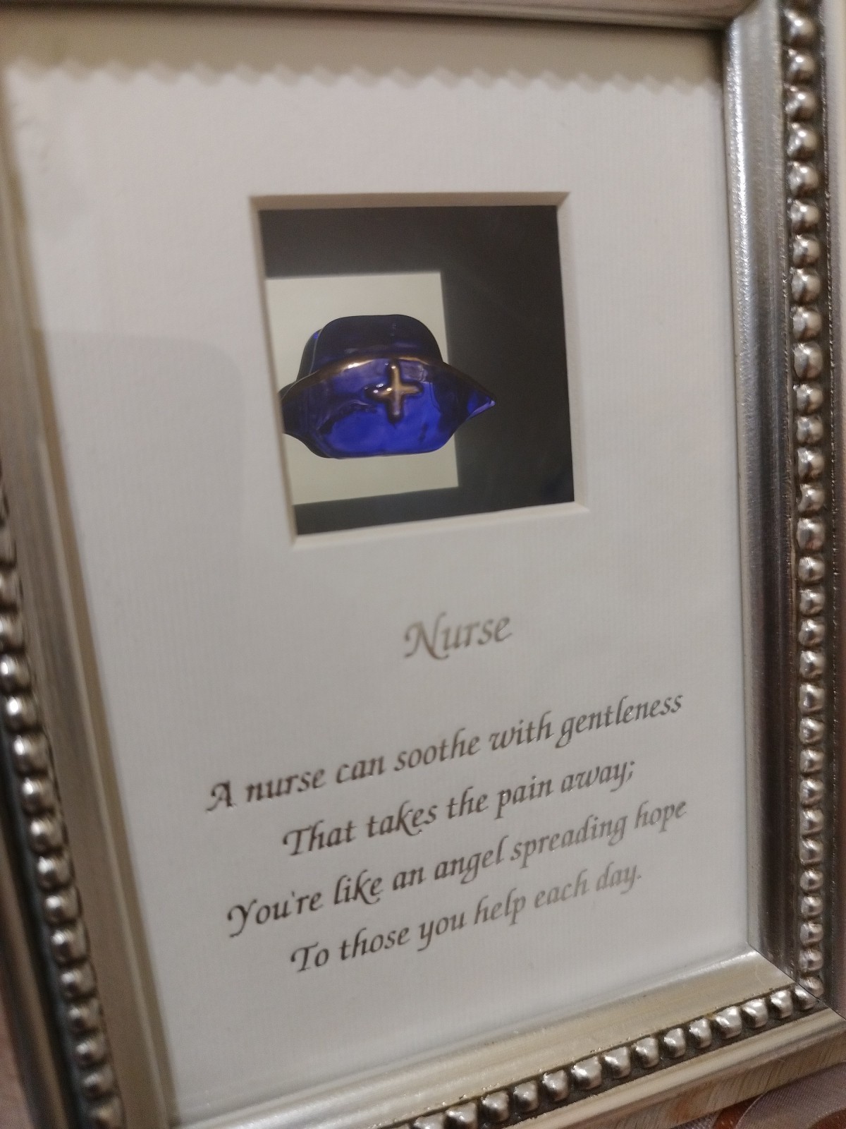 Nurse Appreciation Free Standing Framed Shadow Box Gift Blue Hat 7″ X 5.25″
