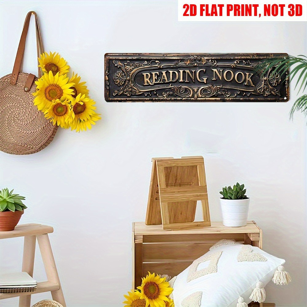 Vintage Book Nook Wall Decor Bookshelf Metal Tin Sign Book Lover Reader Bookworm