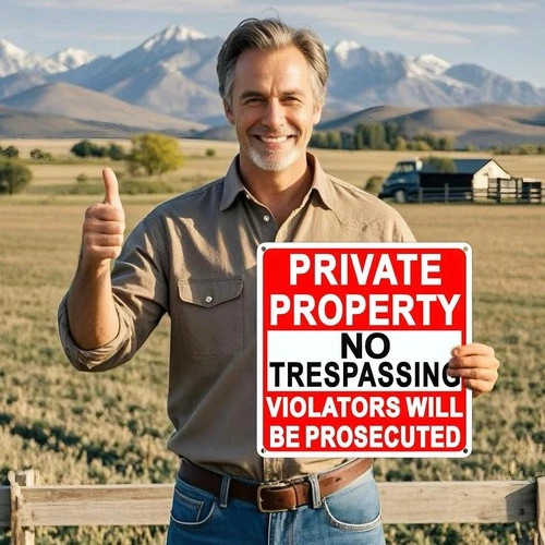 Large No Trespassing Signs Private Property, 9.5 Inch X 9.5 Inch Private 4 Pack