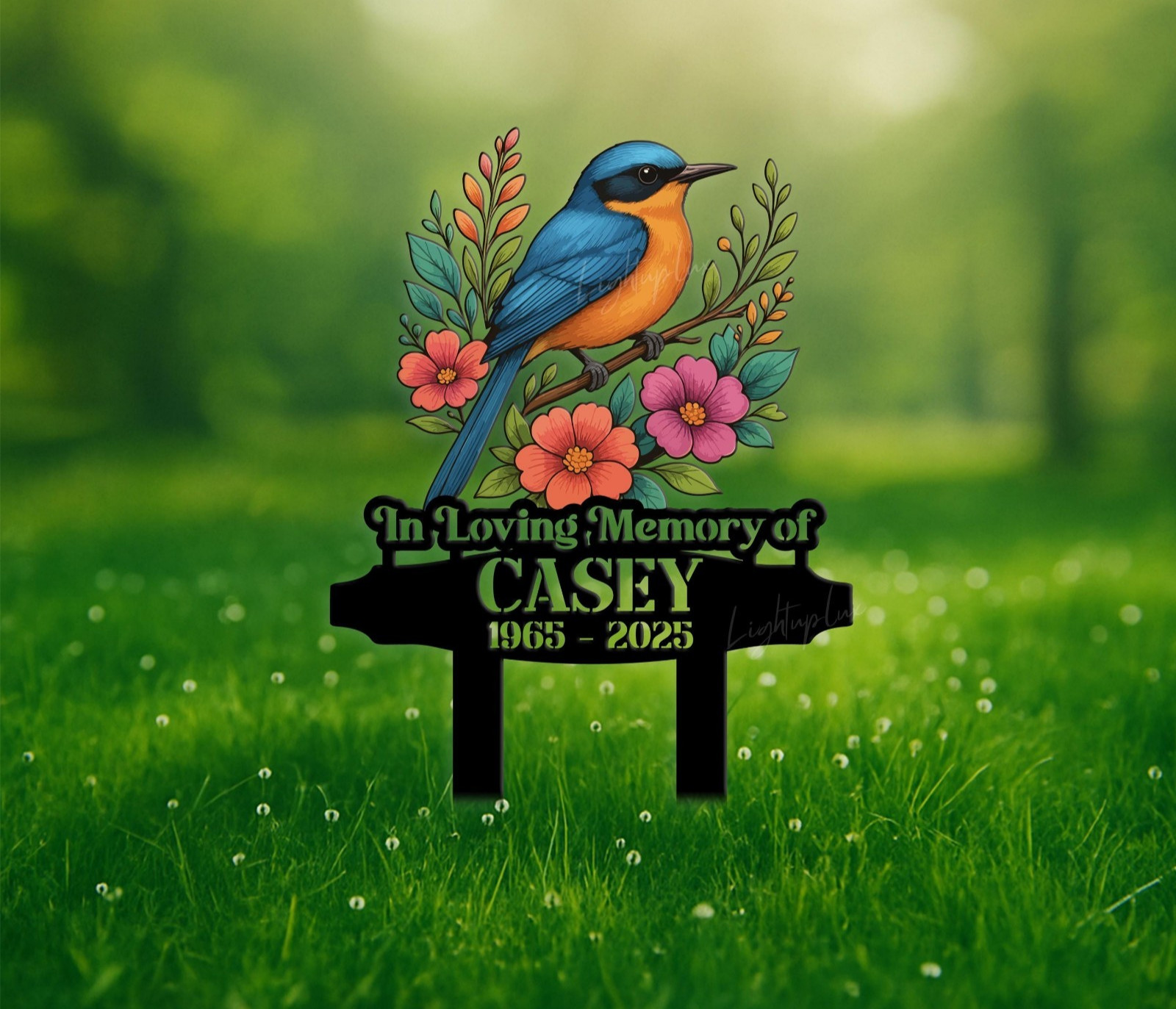 Personalized Bird Memorial Garden Stake, Pet Sympathy Grave Marker Gift