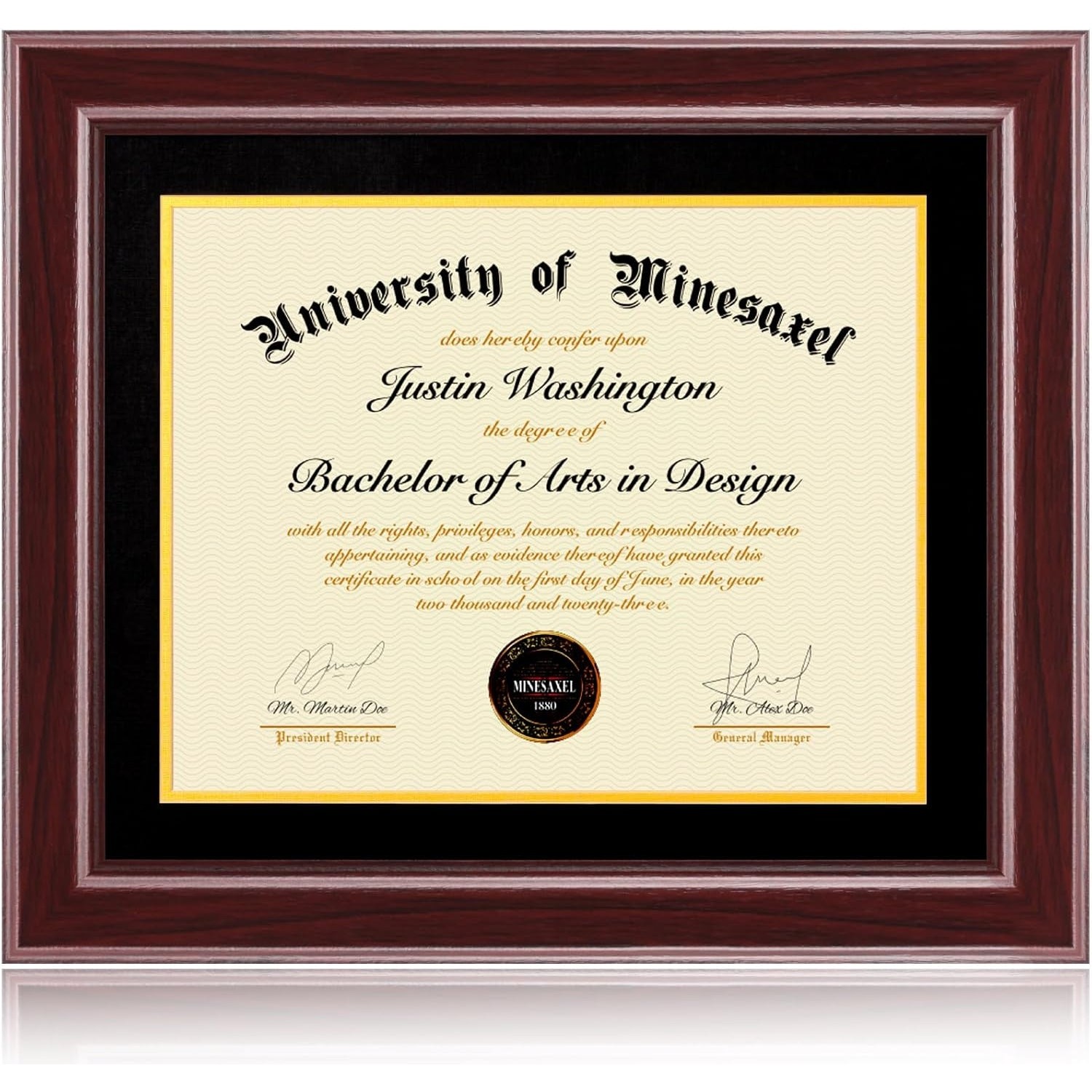 14×17 Diploma Frame w/ Mat Cherry Red Wood Plexiglass Wall Mount
