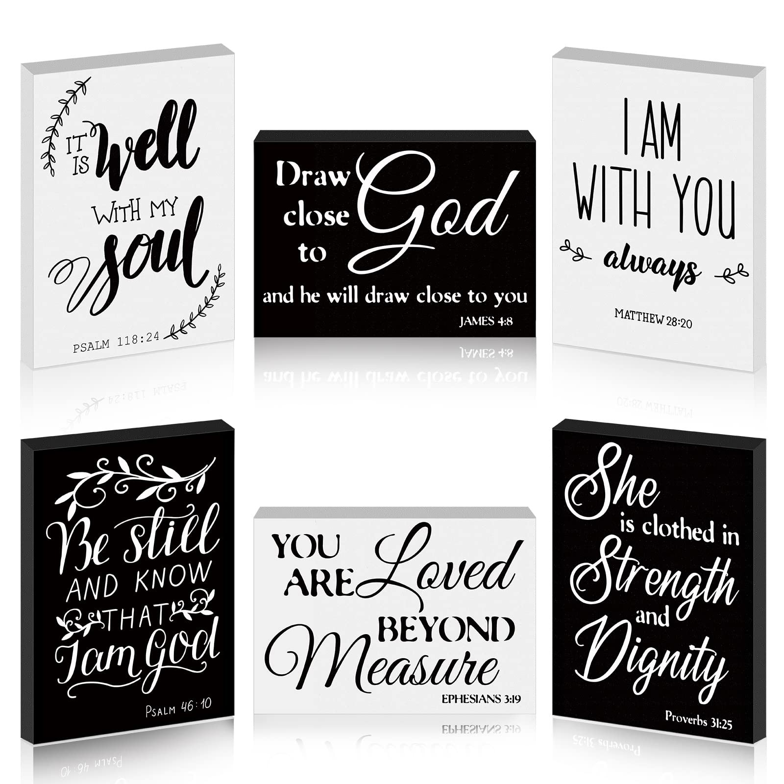 6 Pcs Mini Christian Wooden Signs Bible Verse Decor Inspirational Scripture W…