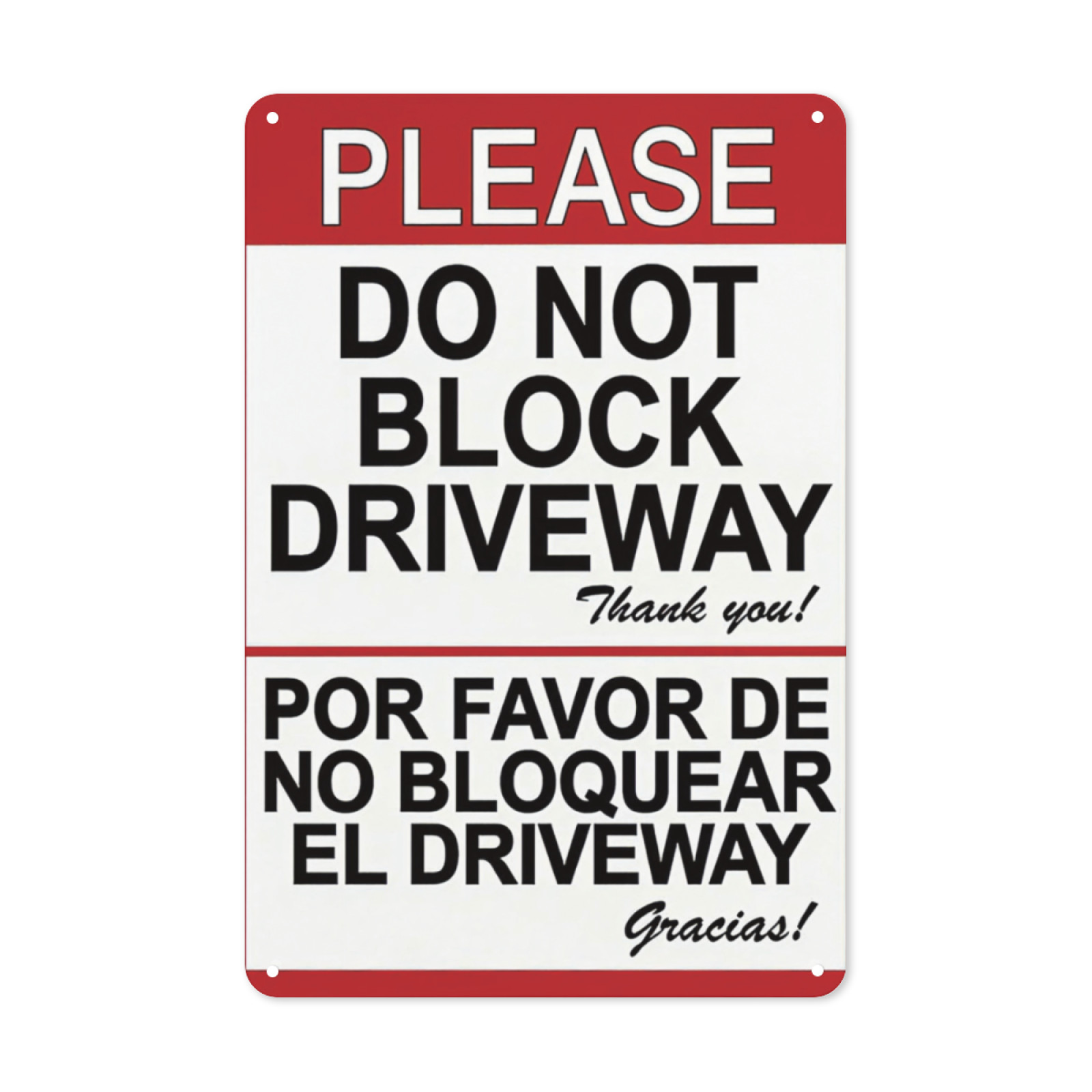 Do Not Block Driveway’ Metal Sign, 8×12 Inch Decor, English/Spanish Warning Sign