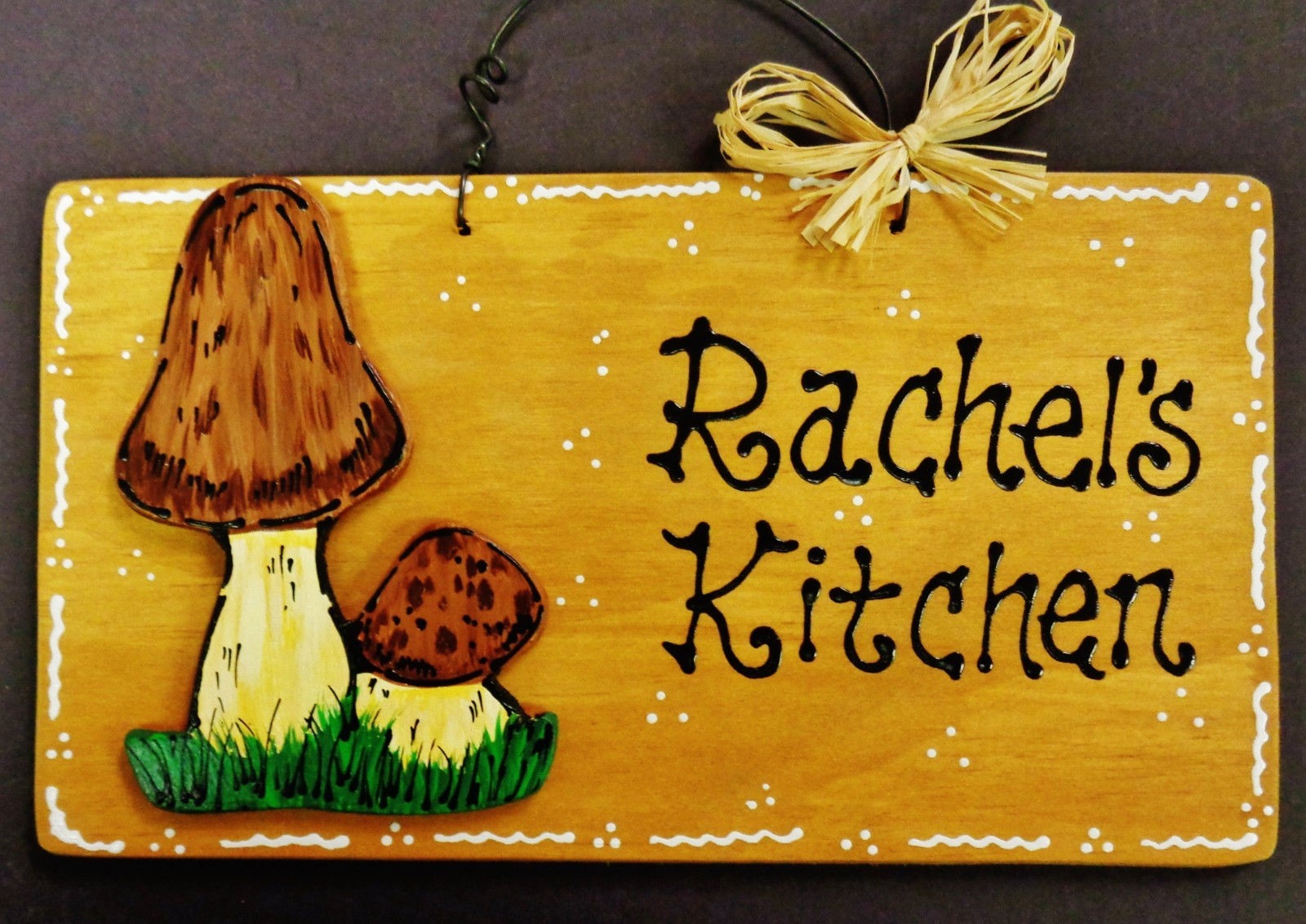 MUSHROOM OVERLAY Personalize KITCHEN Name SIGN Decor Wall Art Room Hanger Plaque