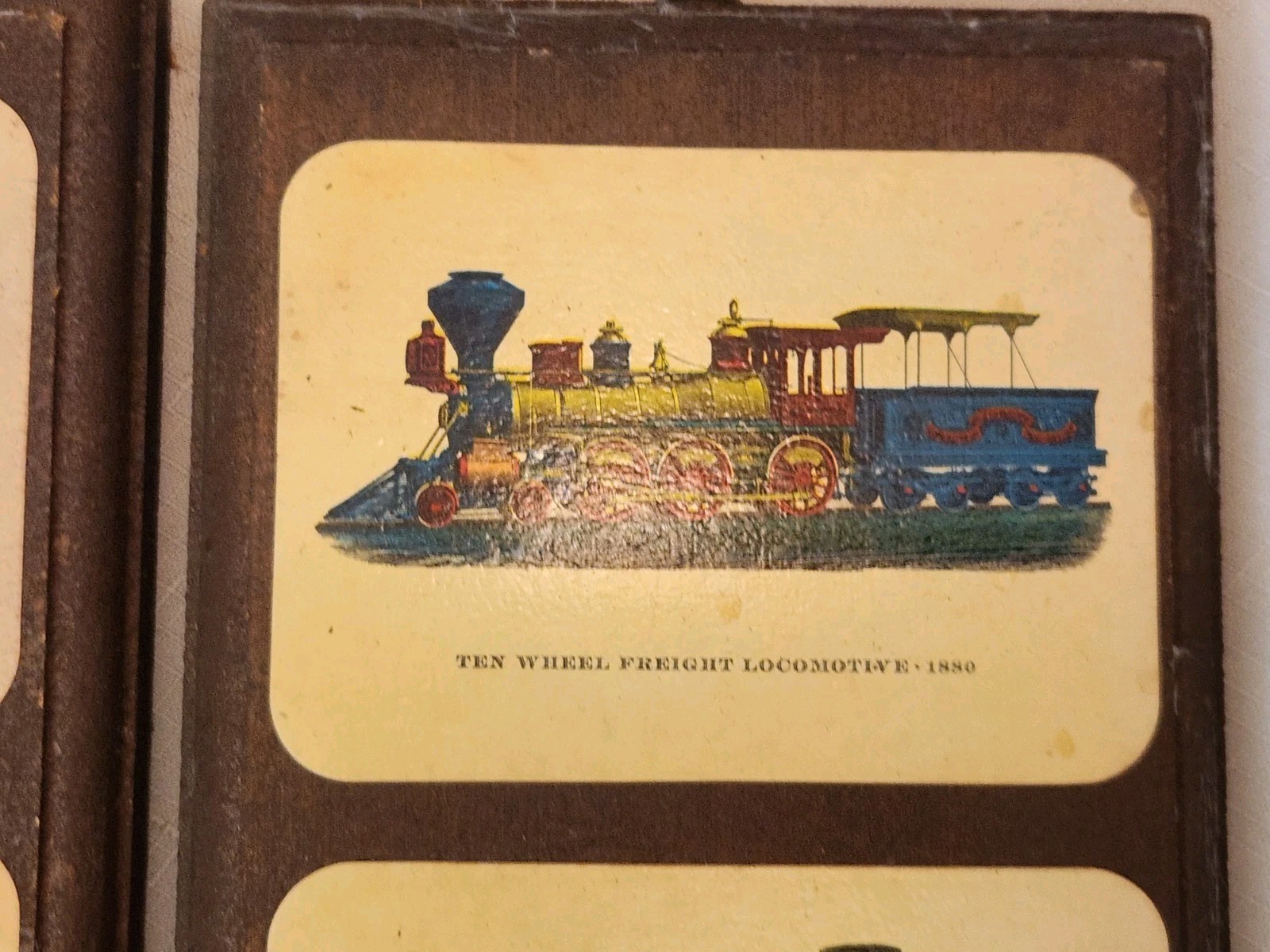 Set Of 2 Vintage 1960s Cars Trains Transportation Wood Wall Plaques Lacquered