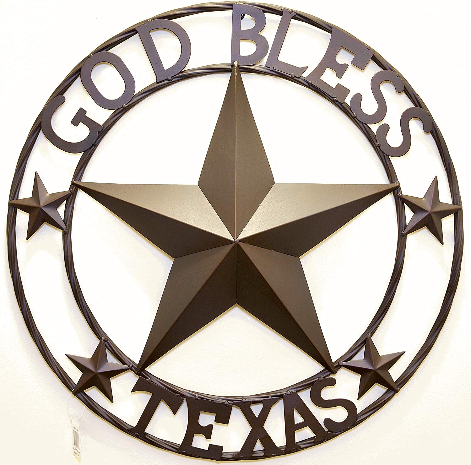 Rustic Metal Circle God Bless Texas Star Wall Hanging Sign Plaque WelcomeDecor